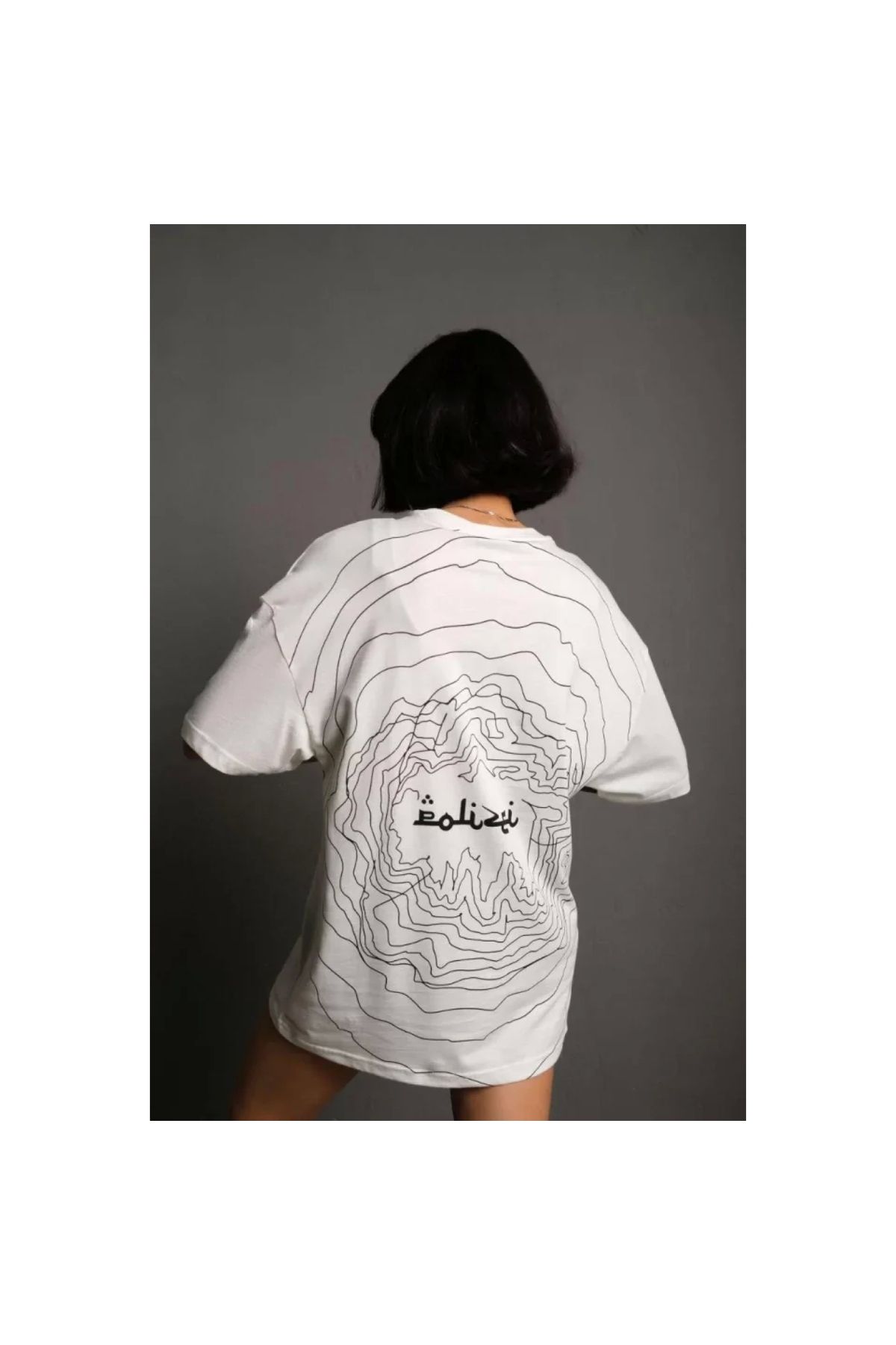 Narnuga Bisiklet Yakalı Sırt Baskılı Oversize TShirt