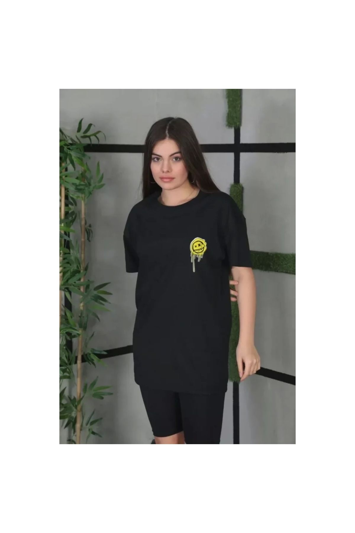 Narnuga Unisex Bisiklet Yaka Baskılı Oversize TShirt