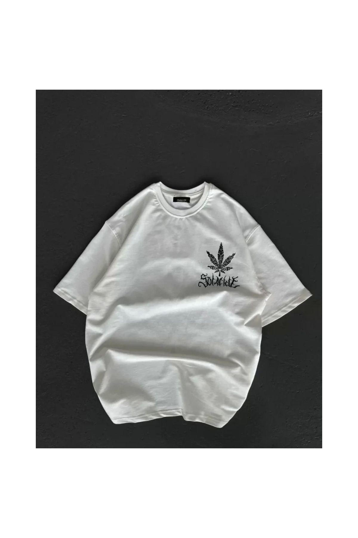 Narnuga Unisex Bisiklet Yaka Baskılı Oversize TShirt