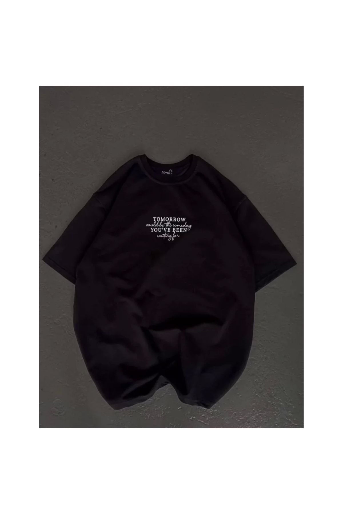 Narnuga Unisex Bisiklet Yaka Baskılı Oversize TShirt