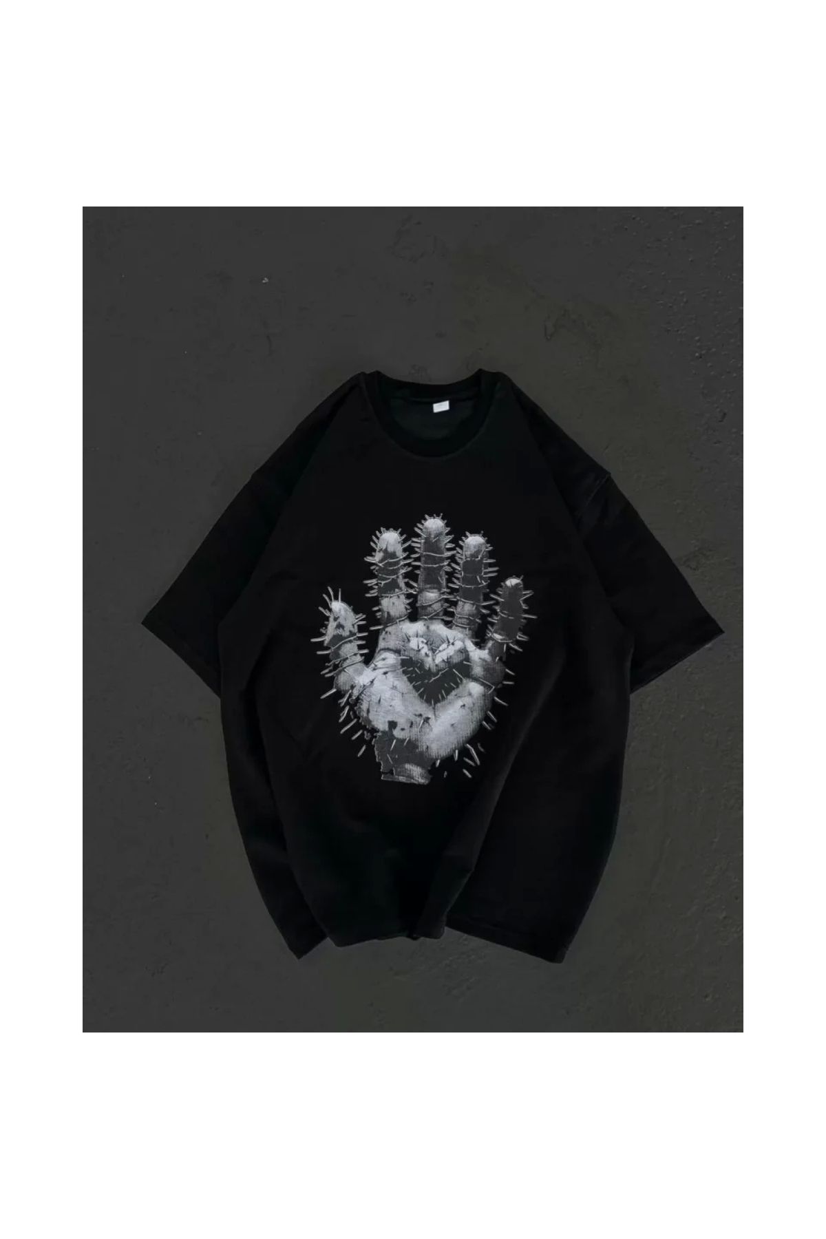 Narnuga Unisex Bisiklet Yaka Baskılı Oversize TShirt