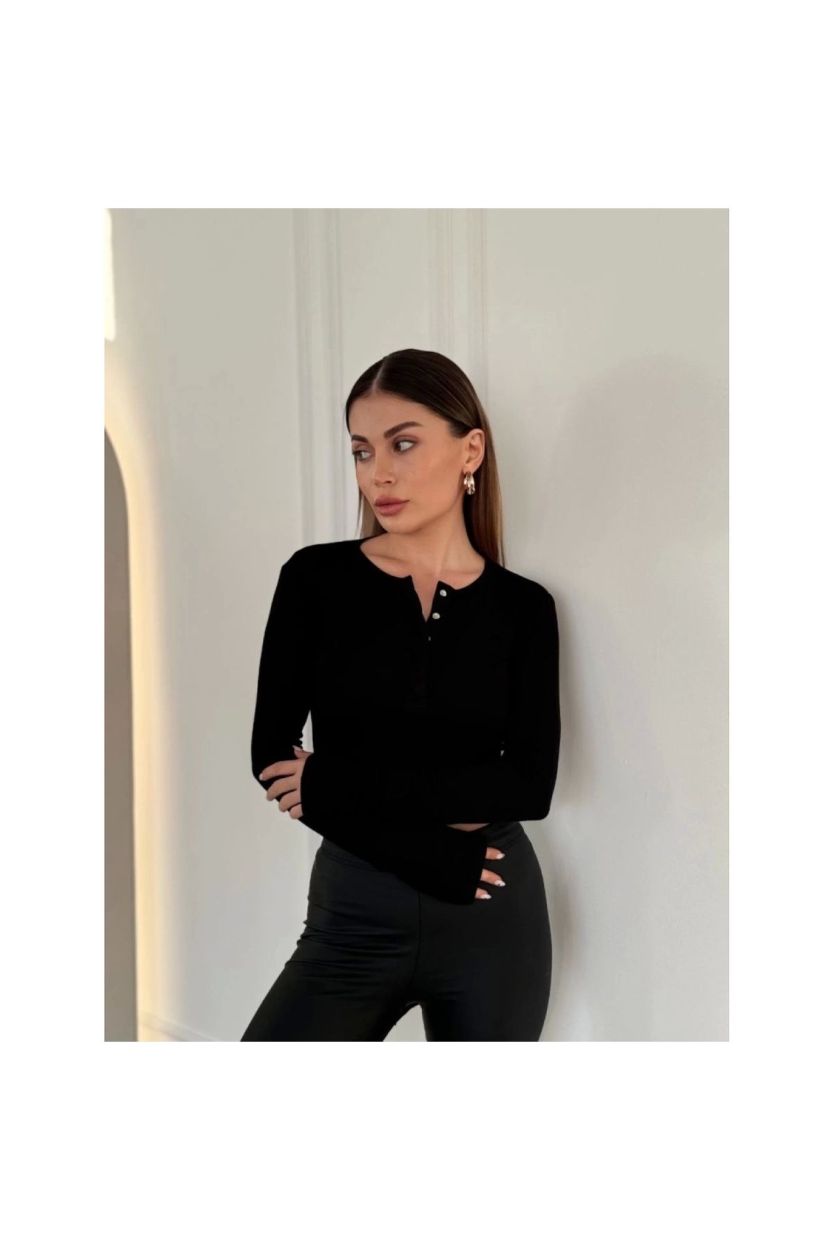 Narnuga Cıt Cıt Detaylı Uzun Kollu Crop