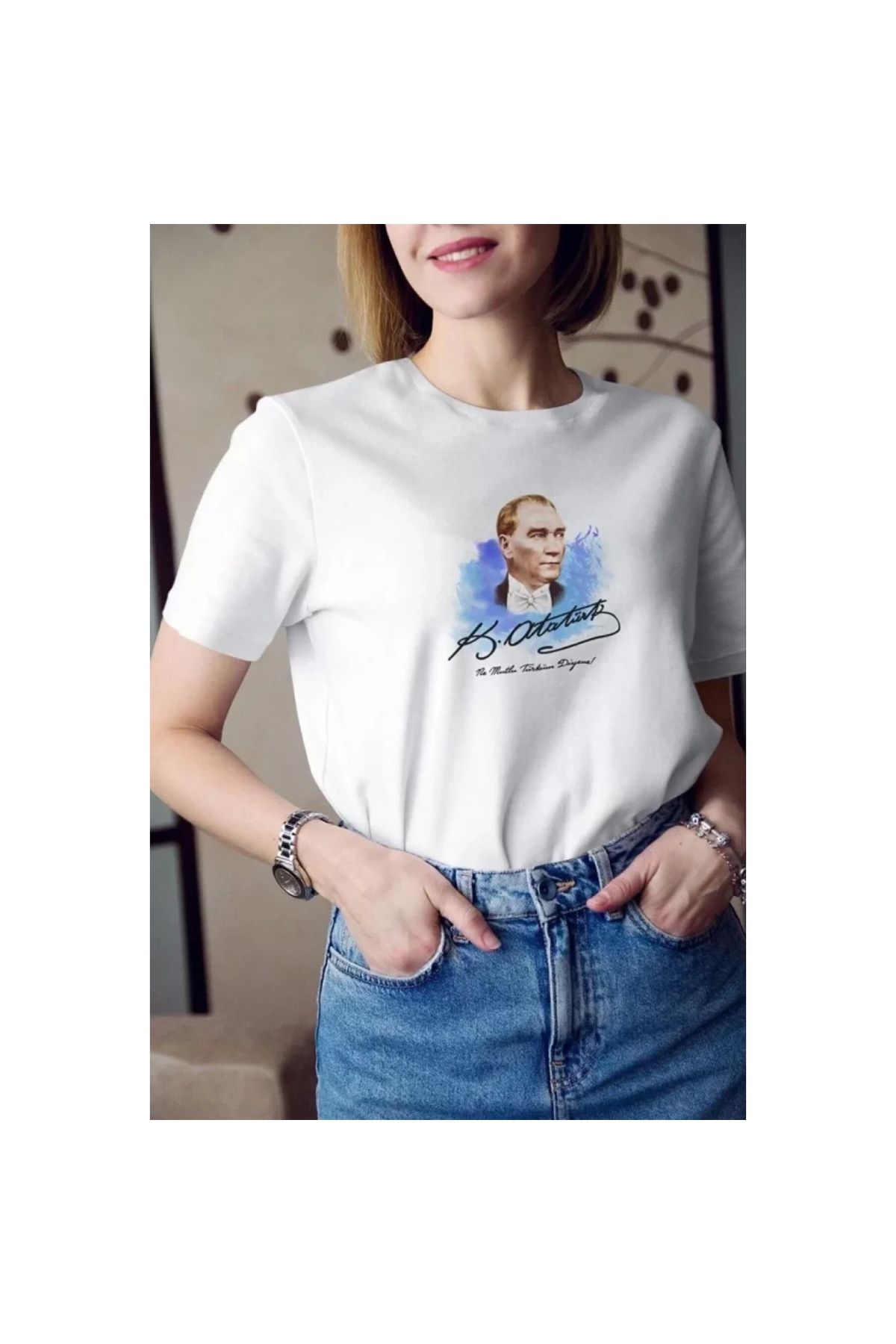 Narnuga Unisex Bisiklet Yaka Baskılı Oversize TShirt