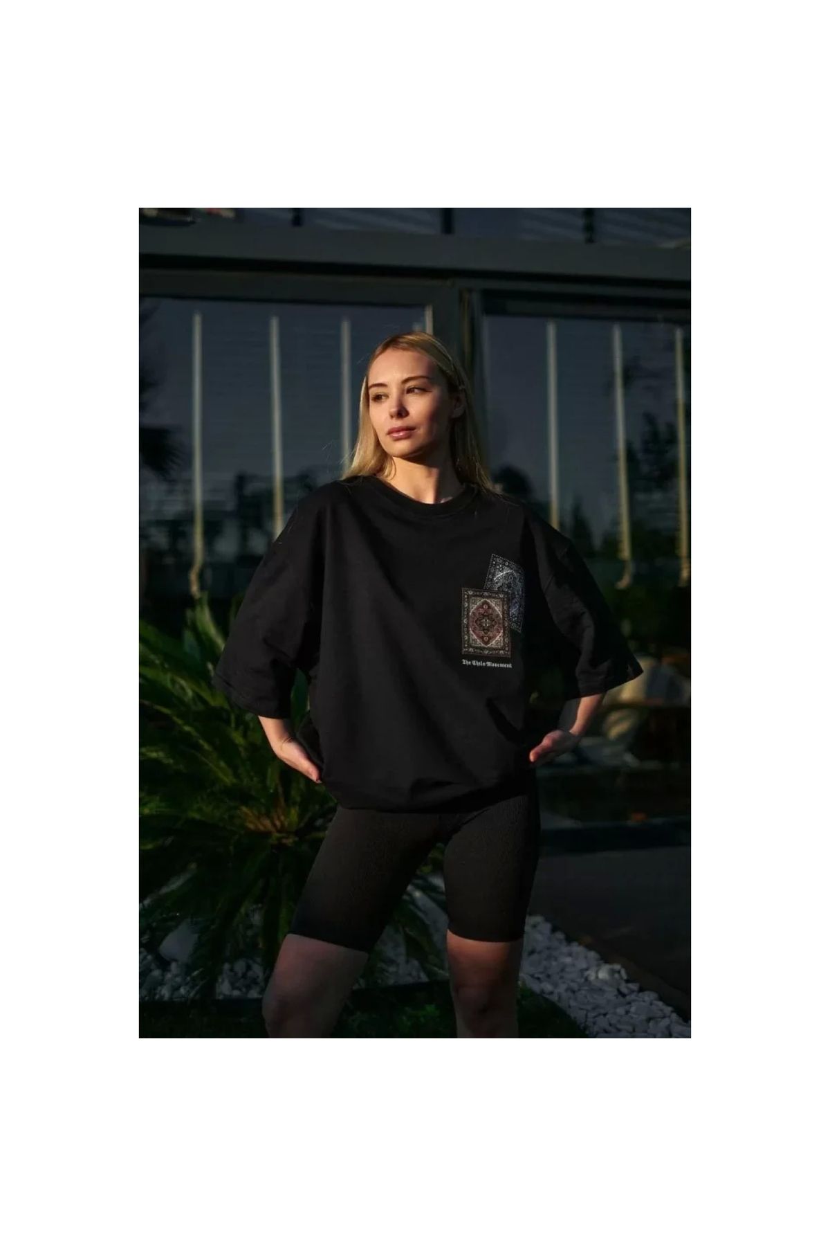 Narnuga Unisex Bisiklet Yaka Baskılı Oversize TShirt