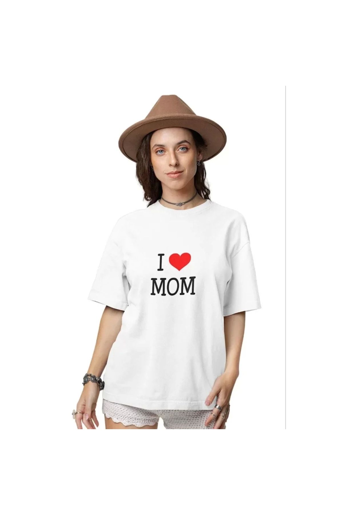 Narnuga Unisex Bisiklet Yaka Baskılı Oversize TShirt