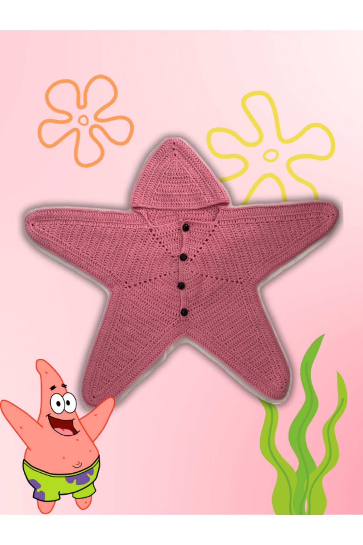 luzweel-Hand Knitted Spongebob & Patrick Star Baby Romper - Cute and Colorful 2