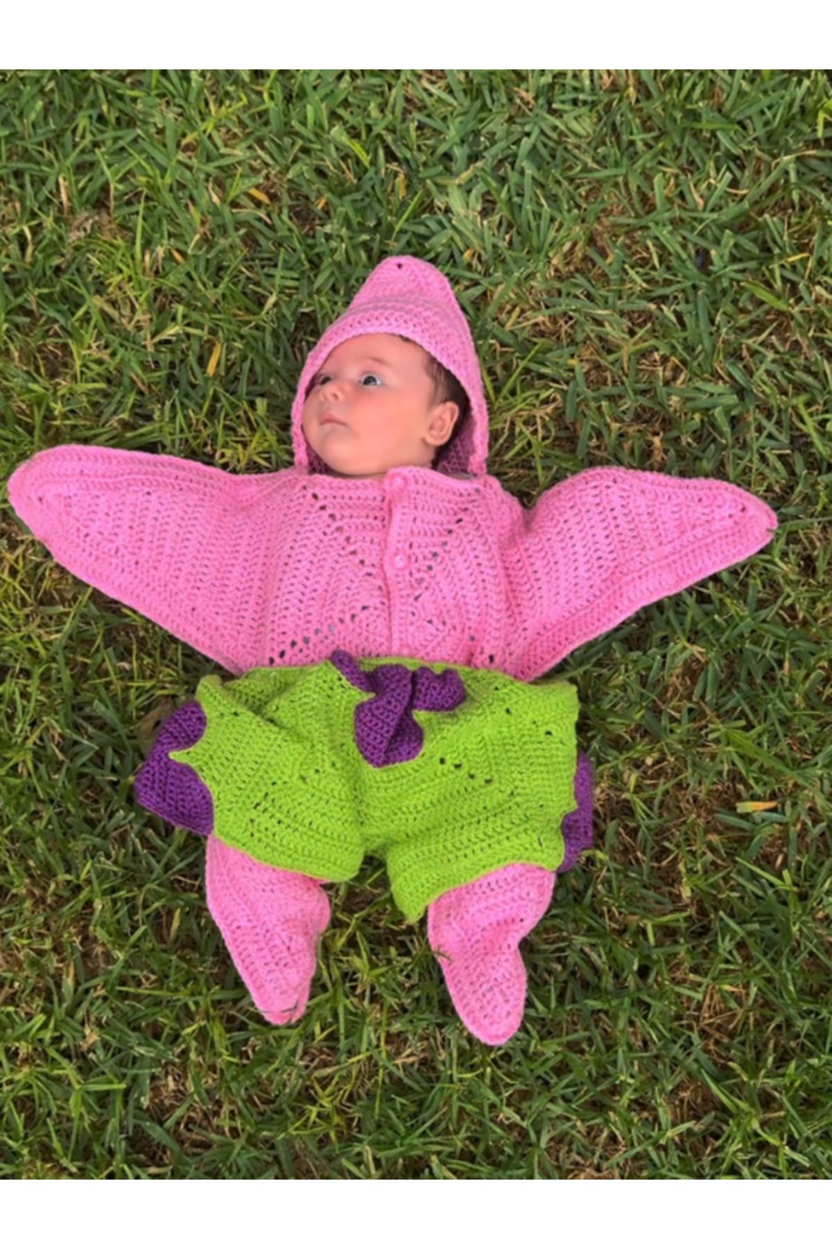 luzweel-Hand Knitted Spongebob & Patrick Star Baby Romper - Cute and Colorful 1