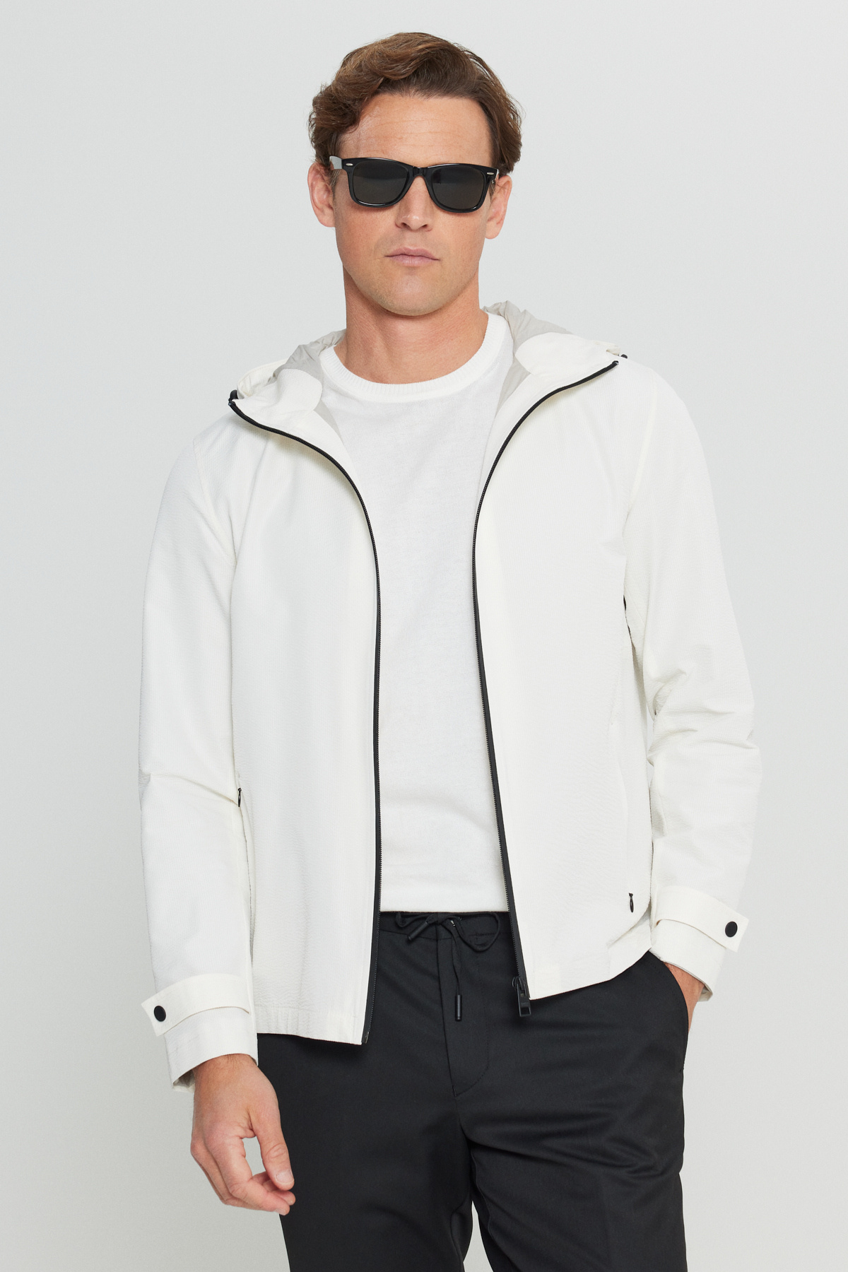 آلتین ییلدیز کلاسیکس کاپشن جیبی کلاهدار مردانه Ecru Softshell استاندارد با برش معمولی ضد باد