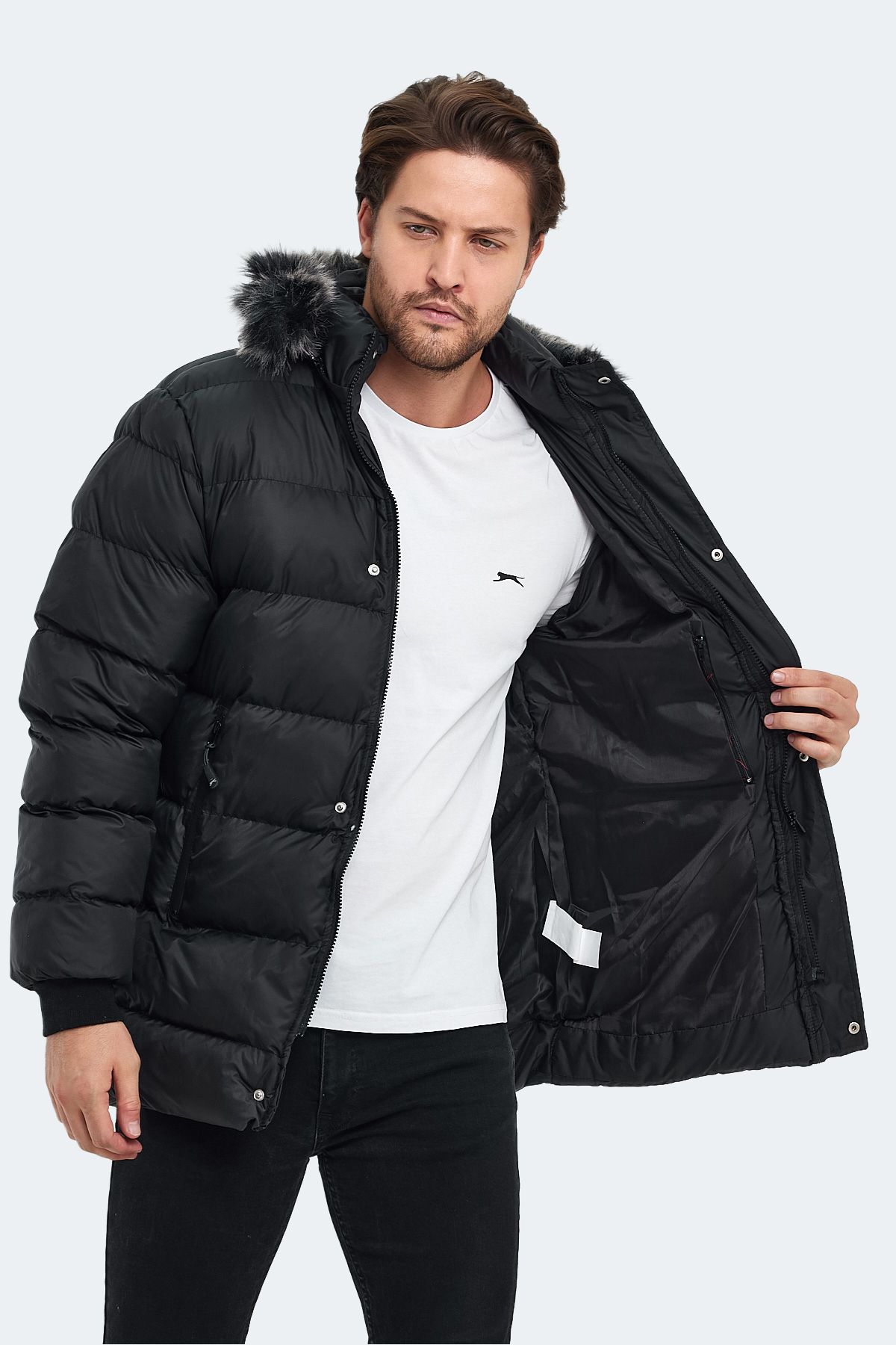 کاپشن مشکی مردانه مانتو Harshal St29je005 اورجینال Slazenger