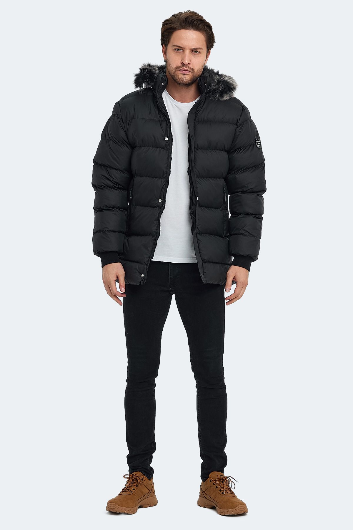 کاپشن مشکی مردانه مانتو Harshal St29je005 اورجینال Slazenger