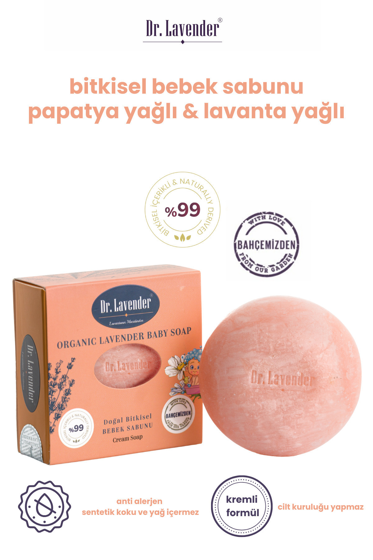 Gallipoli Lavender Dr. Lavender Doğal Bitkisel Bebek Sabunu 100 gr 5 Adet fotoğrafı 2 (önizleme)