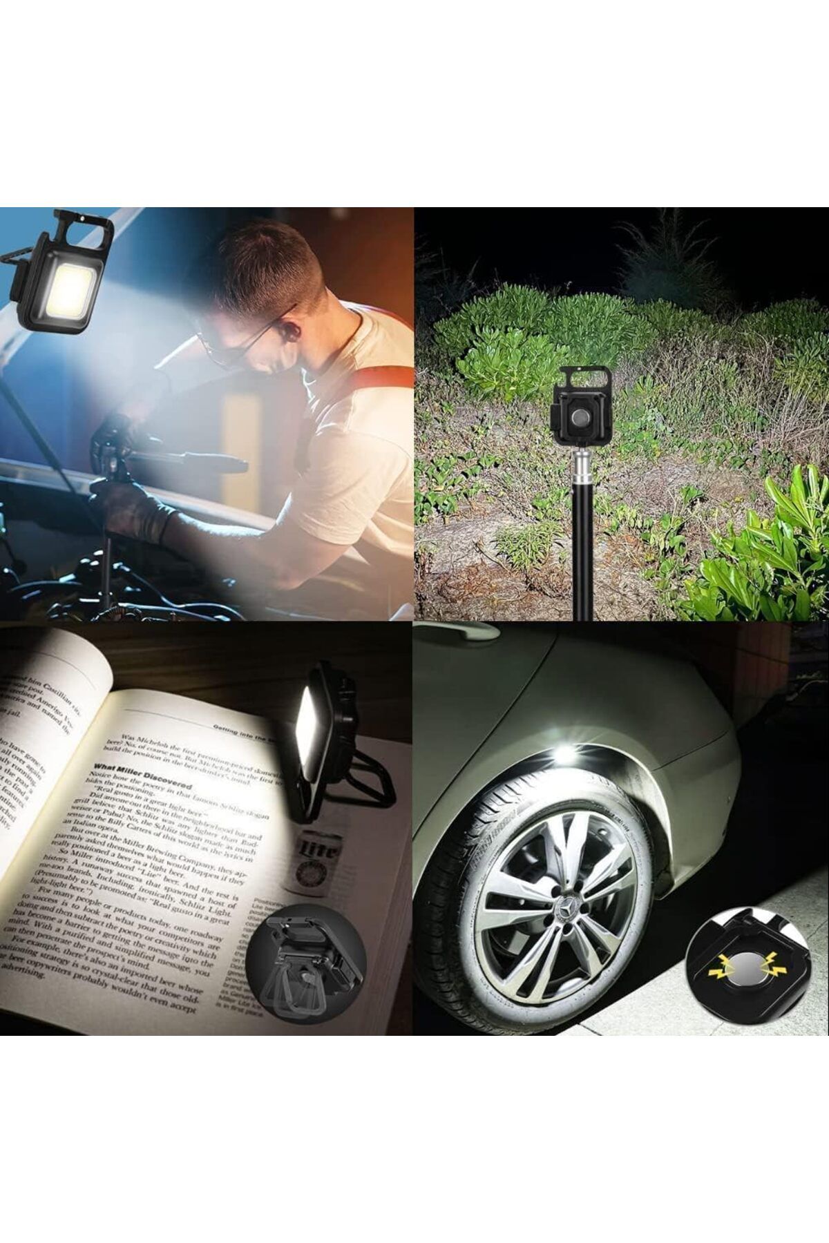 AWH-COB Small Flashlights, 800 Lumens, Waterproof, Rechargeable, 4 Modes, Keychain, Magnet Base 4