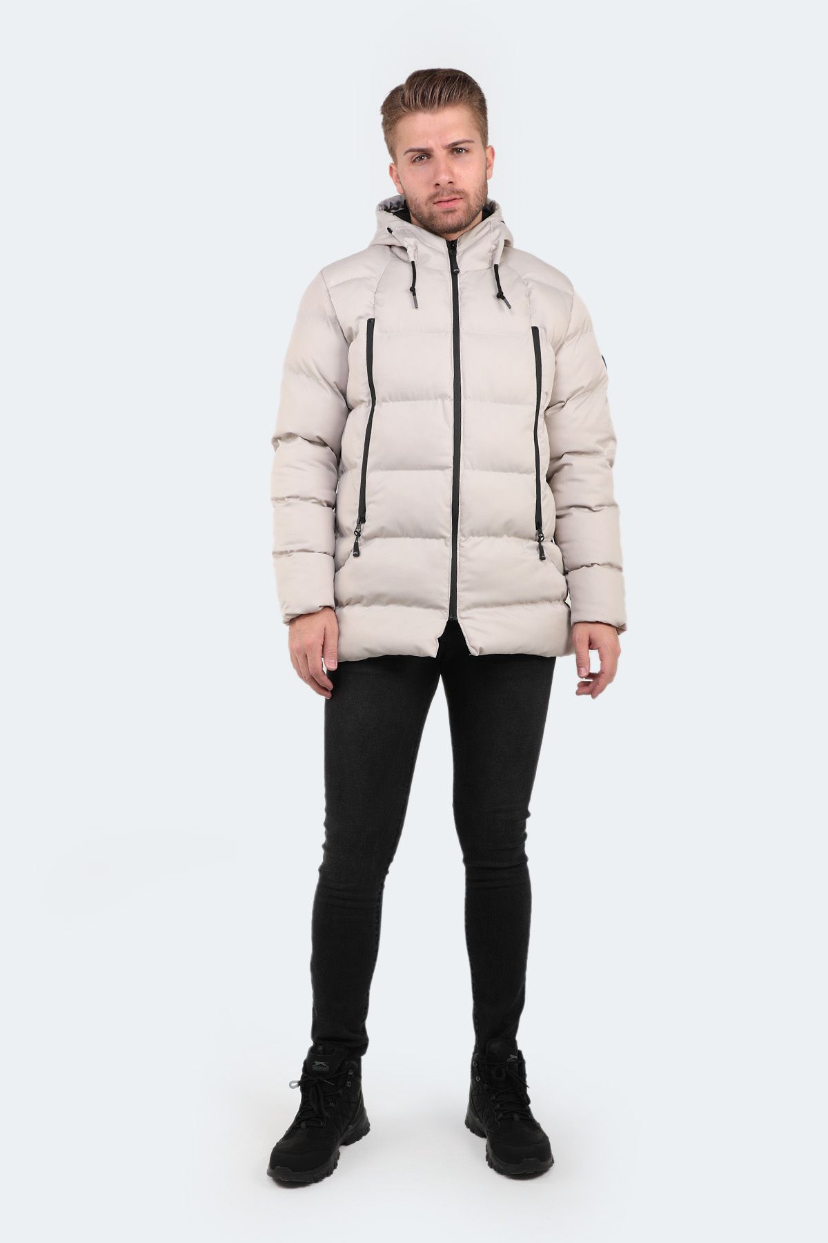 کاپشن نود مردانه کت هیث و بژ اورجینال Slazenger