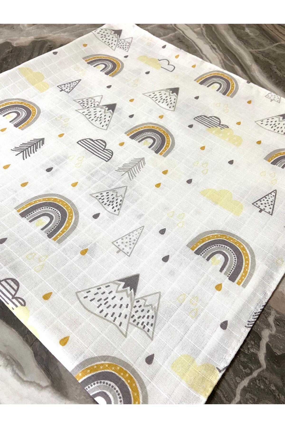 Yusra 90x90cm Müslin Kumaş,çok Amaçlı Bebek Battaniyesi,yeni Doğan Kundak,emzirme Örtüsü,gökkuşağı Desen fotoğrafı 5 (önizleme)