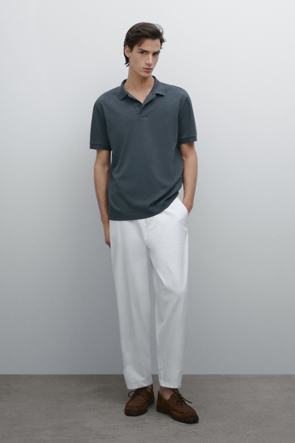 تی شرت چوگان بافتنی آستین کوتاه Massimo Dutti