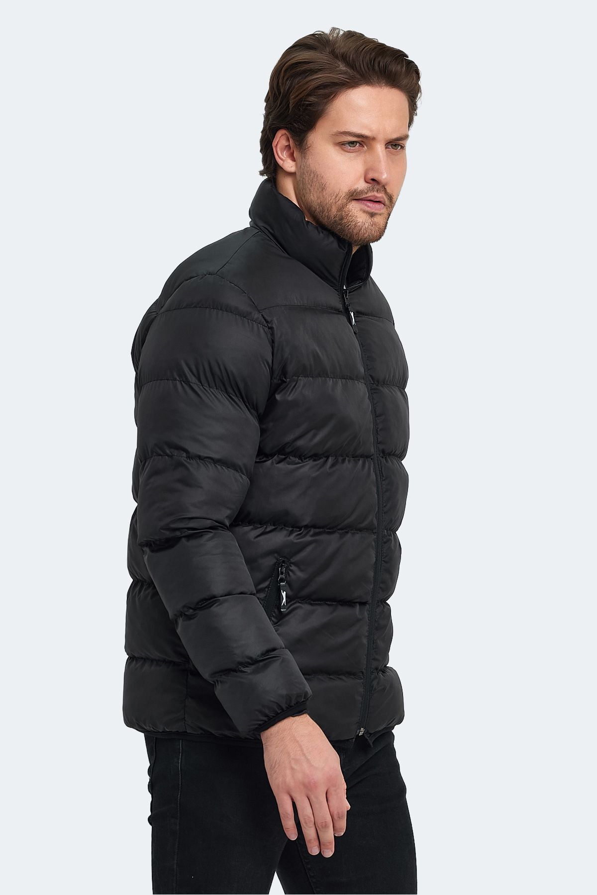 کاپشن ورزشی مشکی مردانه کت ST22JE017 500 اورجینال Slazenger