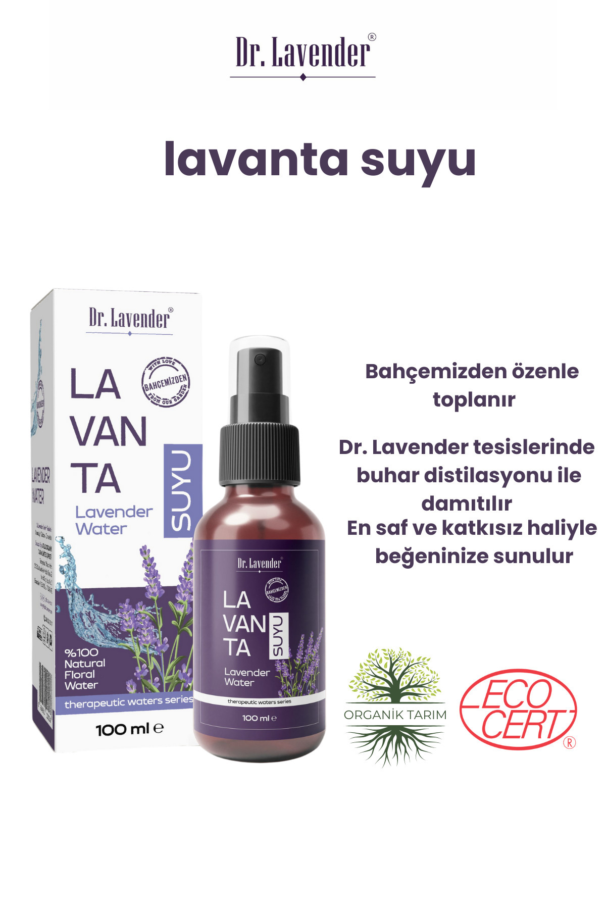 Lavanta Suyu Doğal & Saf Cam Şişe 100 ML Lavanta Hidrosolü — DR210108 — تصویر 2 از 7