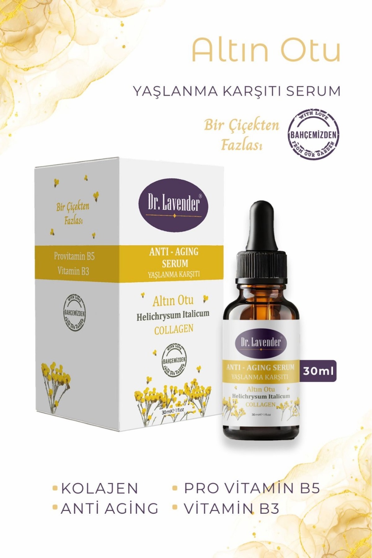 Altın Otu & Ölmez Çiçek Yaşlanma Karşıtı Serum & Yüz Bakım Tonik Kolajen B3 B5 Anti Aging Bakım Seti — DR ALTNTNK — تصویر 2 از 5