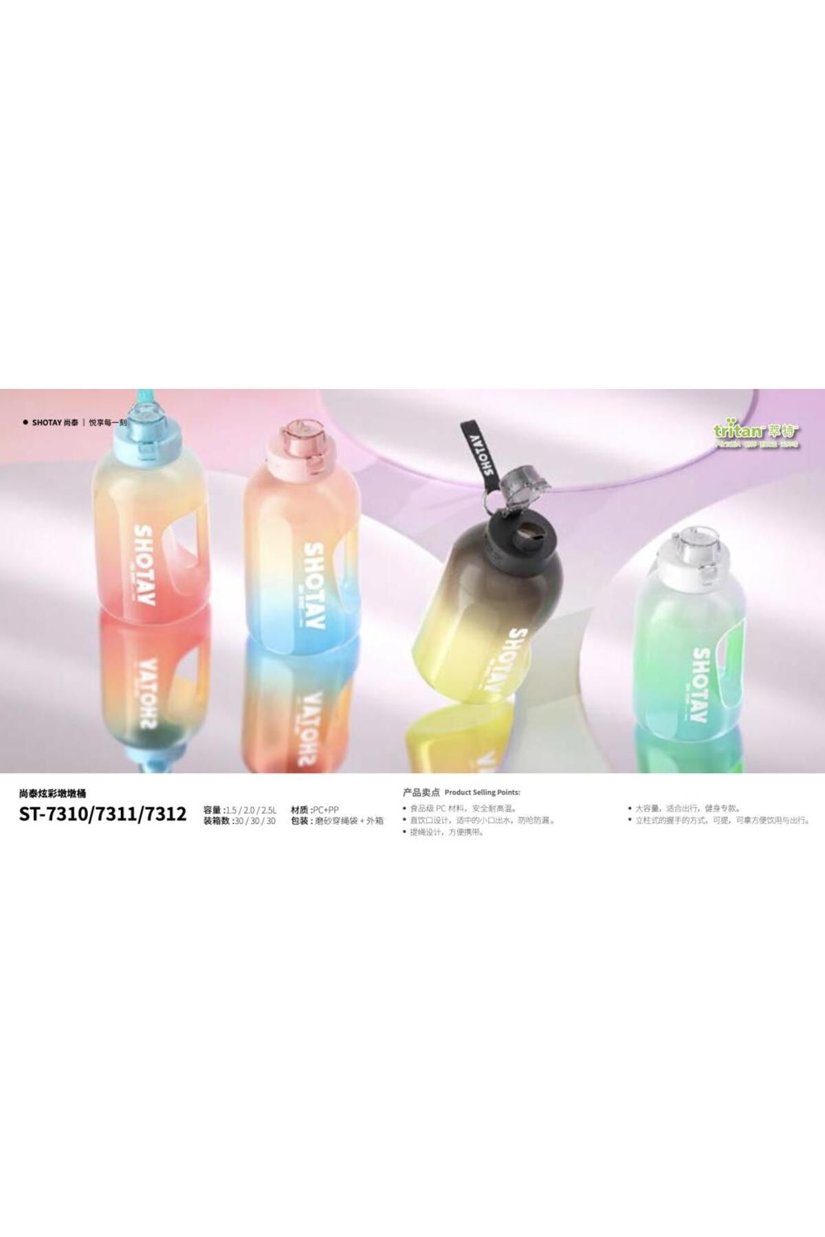 Shotay-Five Colorful Water Bottle - Tritan Black 1500ml 7