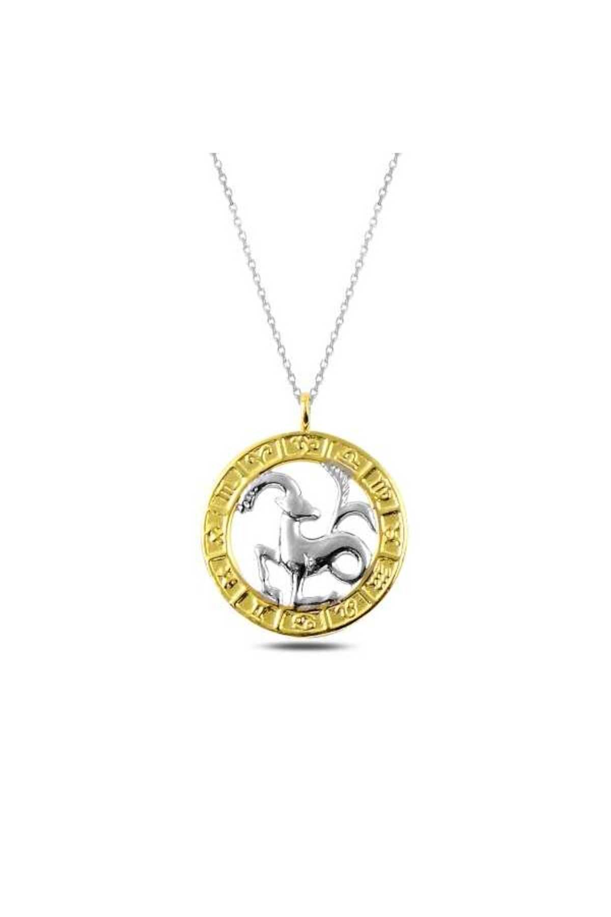 utku soydan 925 Ayar Gümüş Gold Oğlak Burcu Gümüş Kolye