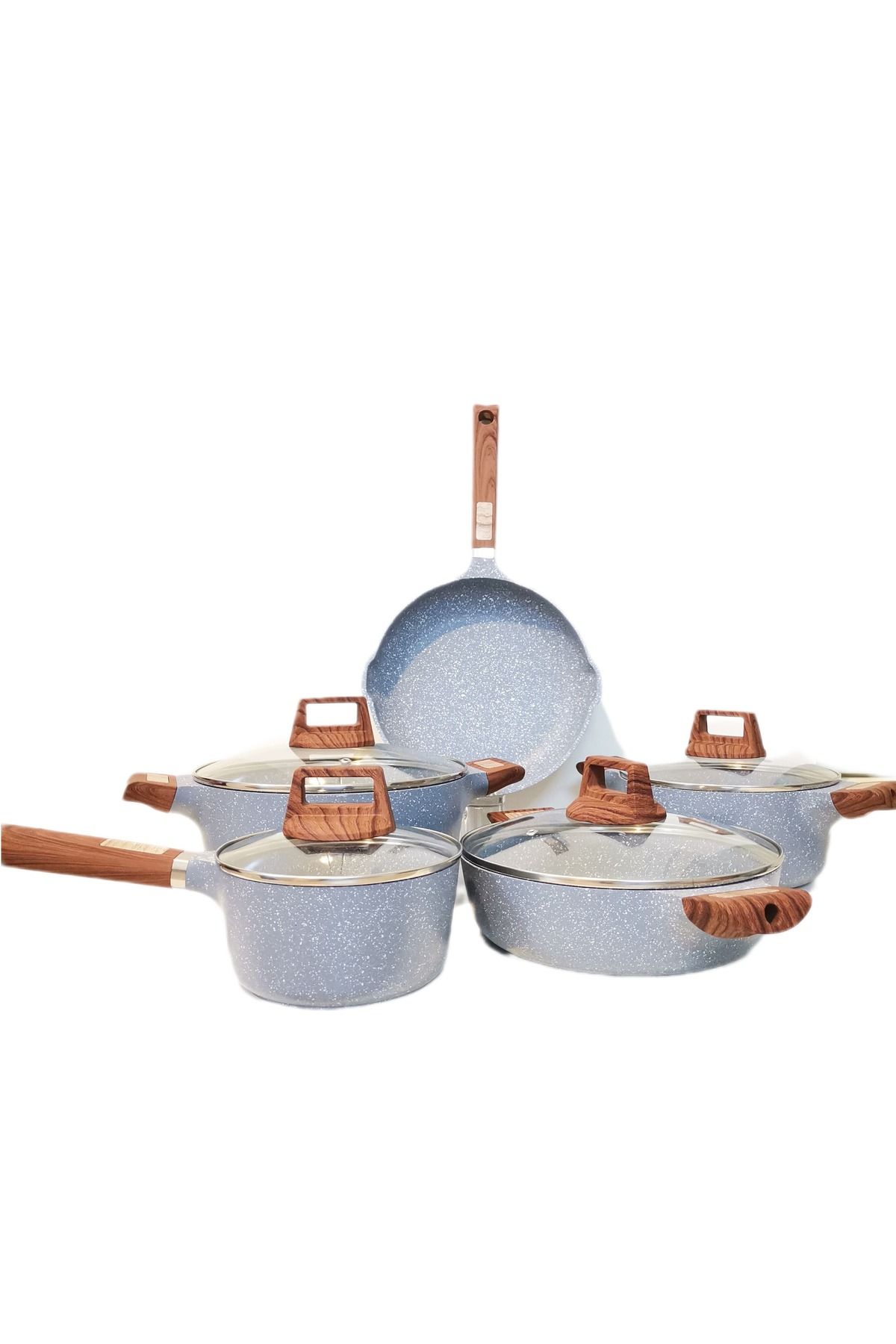 AL-Sahah-Granite Coated Cookware Set 9PCS , with Non-Stick Surfaces, GRAY 1