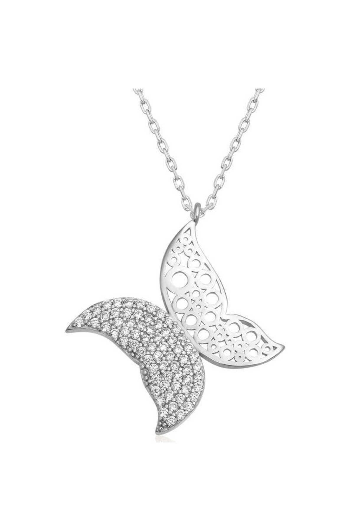 musellife 925 Ayar Gümüş Kelebek Kadın Gümüş Kolye (T6866) (491491)