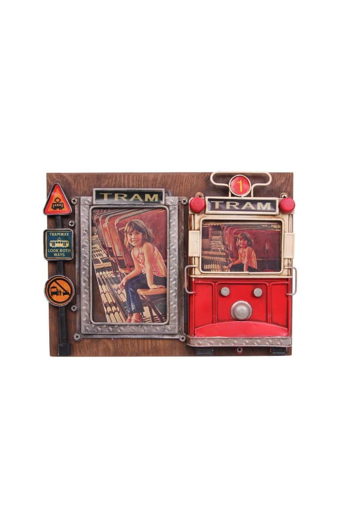 ascent store Dekoratif Metal Çerçeve Tramvay Dekorlu Vintage Hediyelik