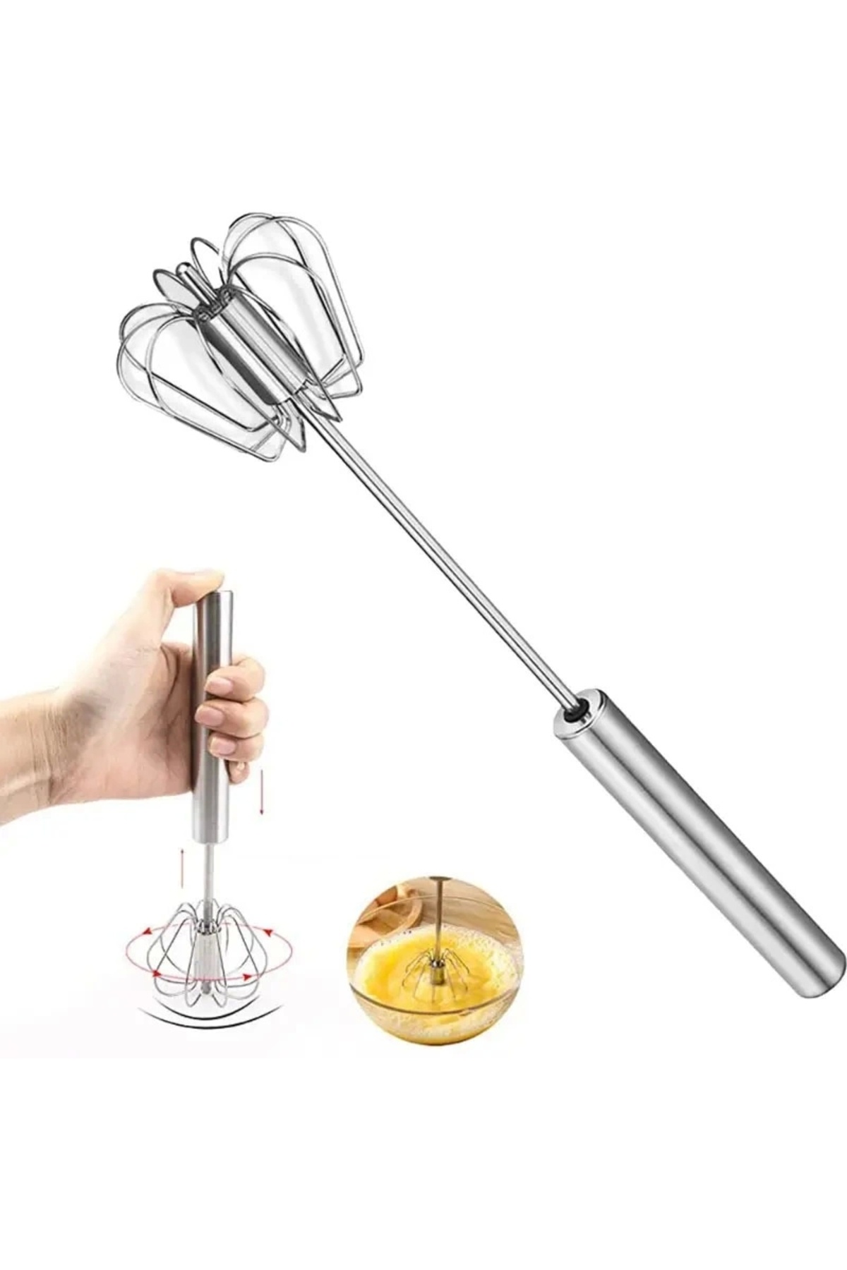 MyBru Paslanmaz Çelik Yaylı Yarı Otomatik El Çırpıcısı