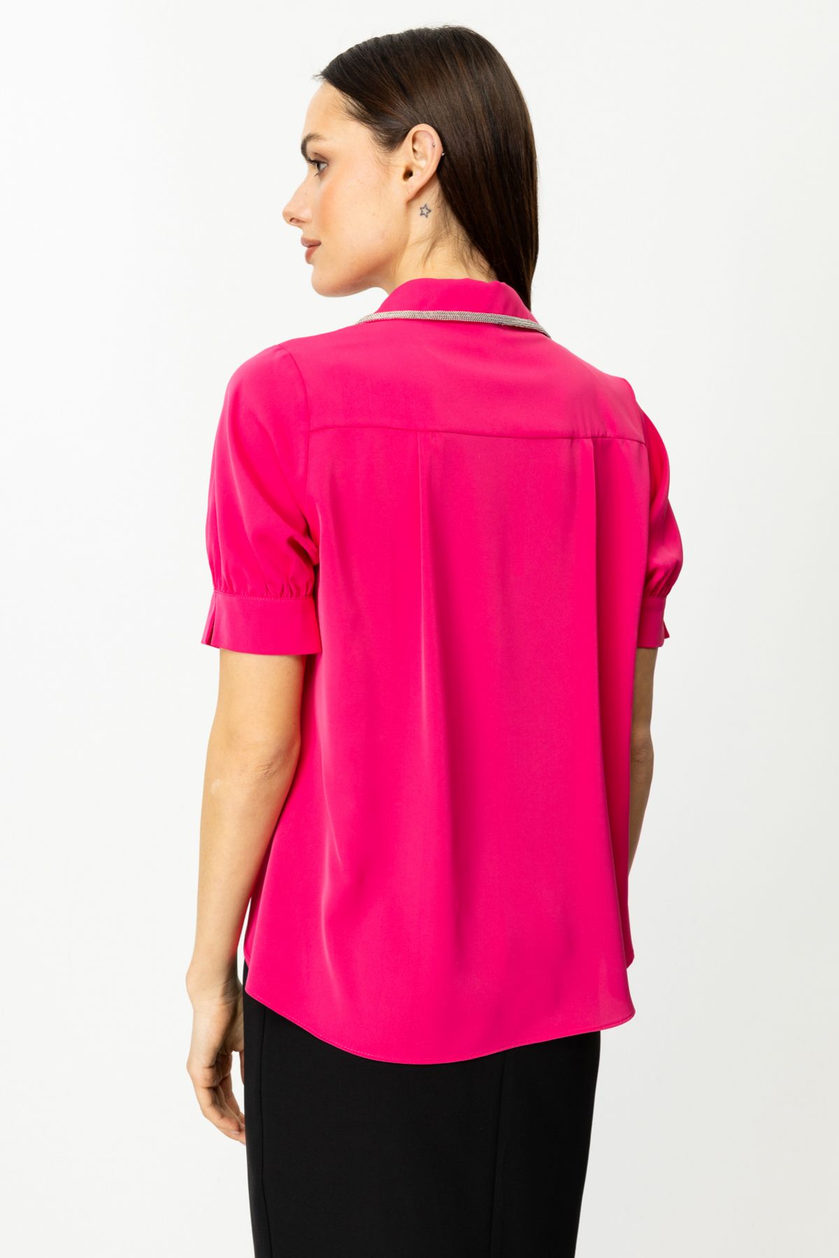 Ekol-Sleeveless Blouse with Stone Collar Detail 6