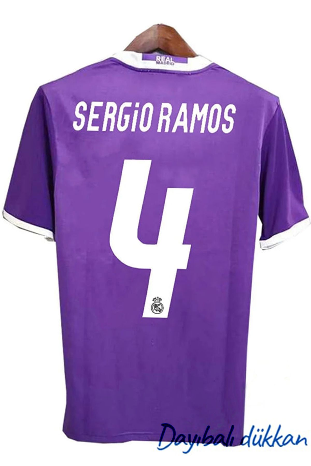 DAYIBALI DÜKKAN-Dayıbalı Re.Al Mad.Rid Sergio Ramos 2017 Cardiff Short Sleeve Purple Final Jersey 5