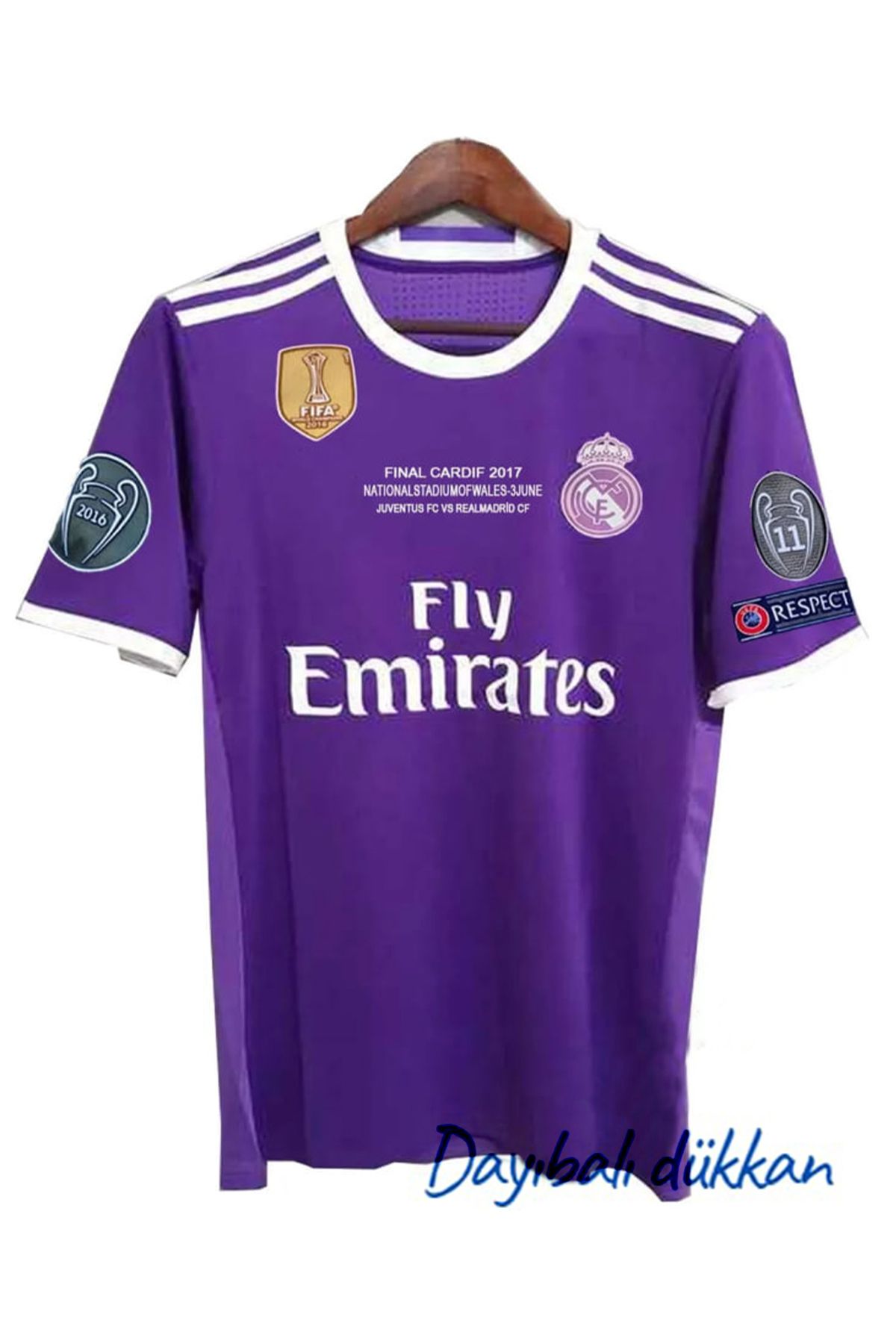 DAYIBALI DÜKKAN-Dayıbalı Re.Al Mad.Rid Sergio Ramos 2017 Cardiff Short Sleeve Purple Final Jersey 2