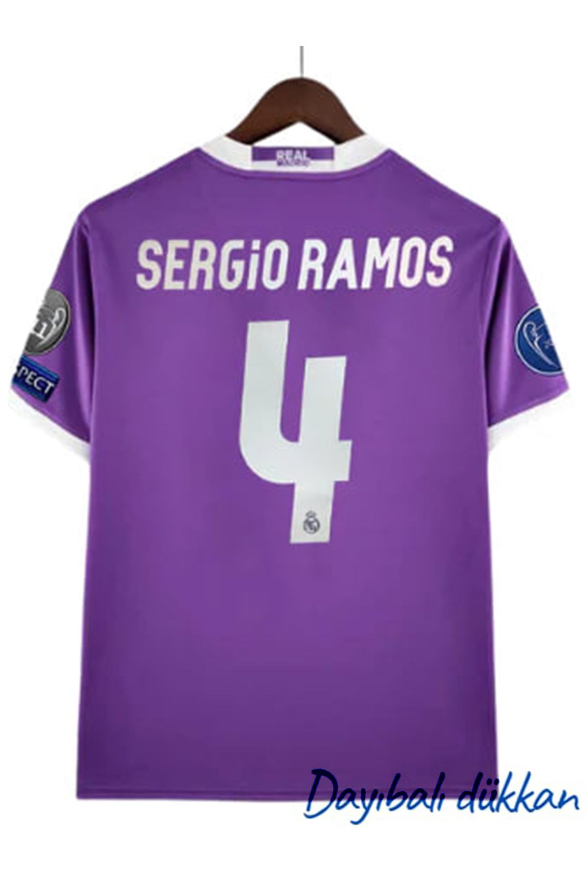 DAYIBALI DÜKKAN-Dayıbalı Re.Al Mad.Rid Sergio Ramos 2017 Cardiff Short Sleeve Purple Final Jersey 1