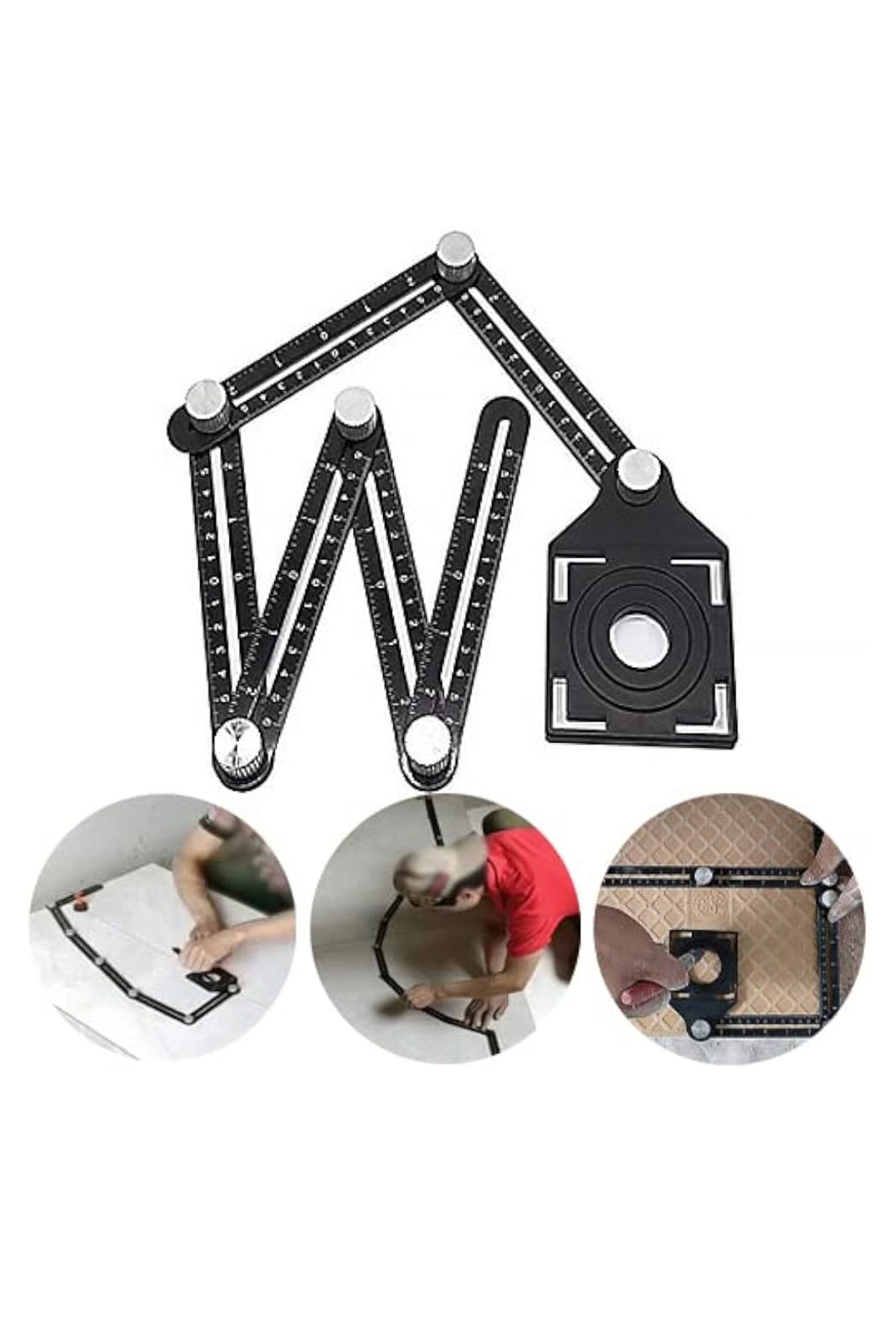 BGA-Tiler's Ruler Tile Hole Locator Ruler Angle Finder Folding Measuring Protractor Template Ruler 1