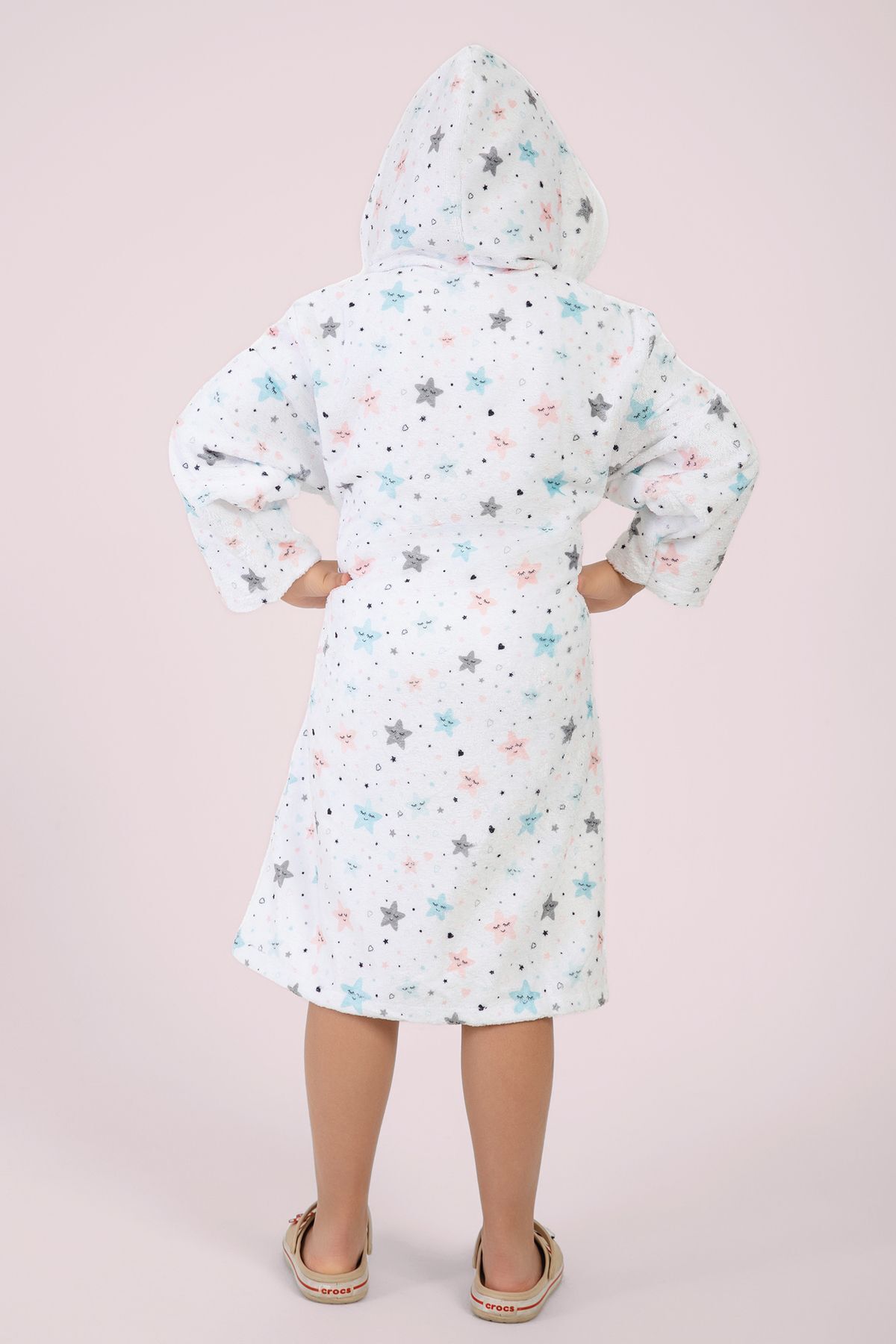 VEVİEN HOME-Star Pattern Digital Printed Young Children's Bathrobe 5
