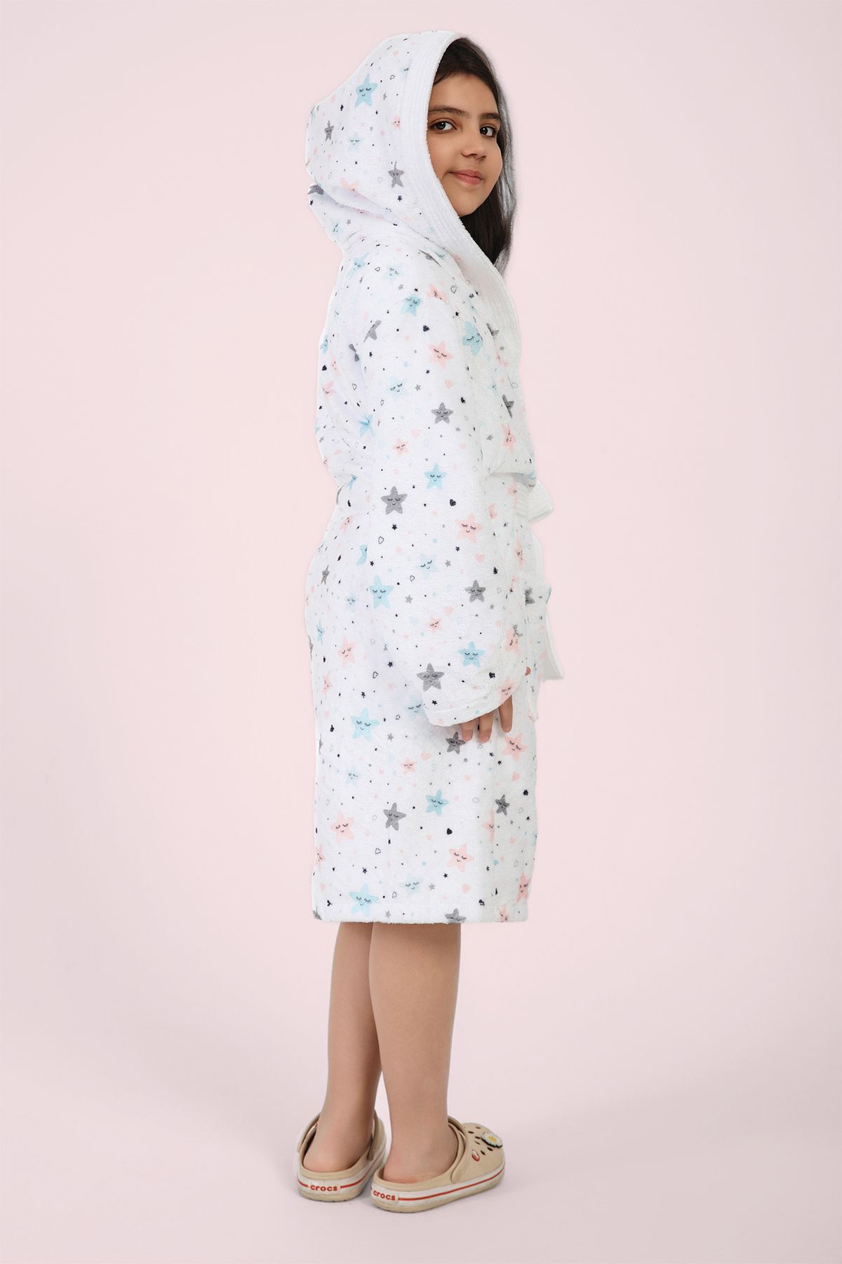 VEVİEN HOME-Star Pattern Digital Printed Young Children's Bathrobe 4