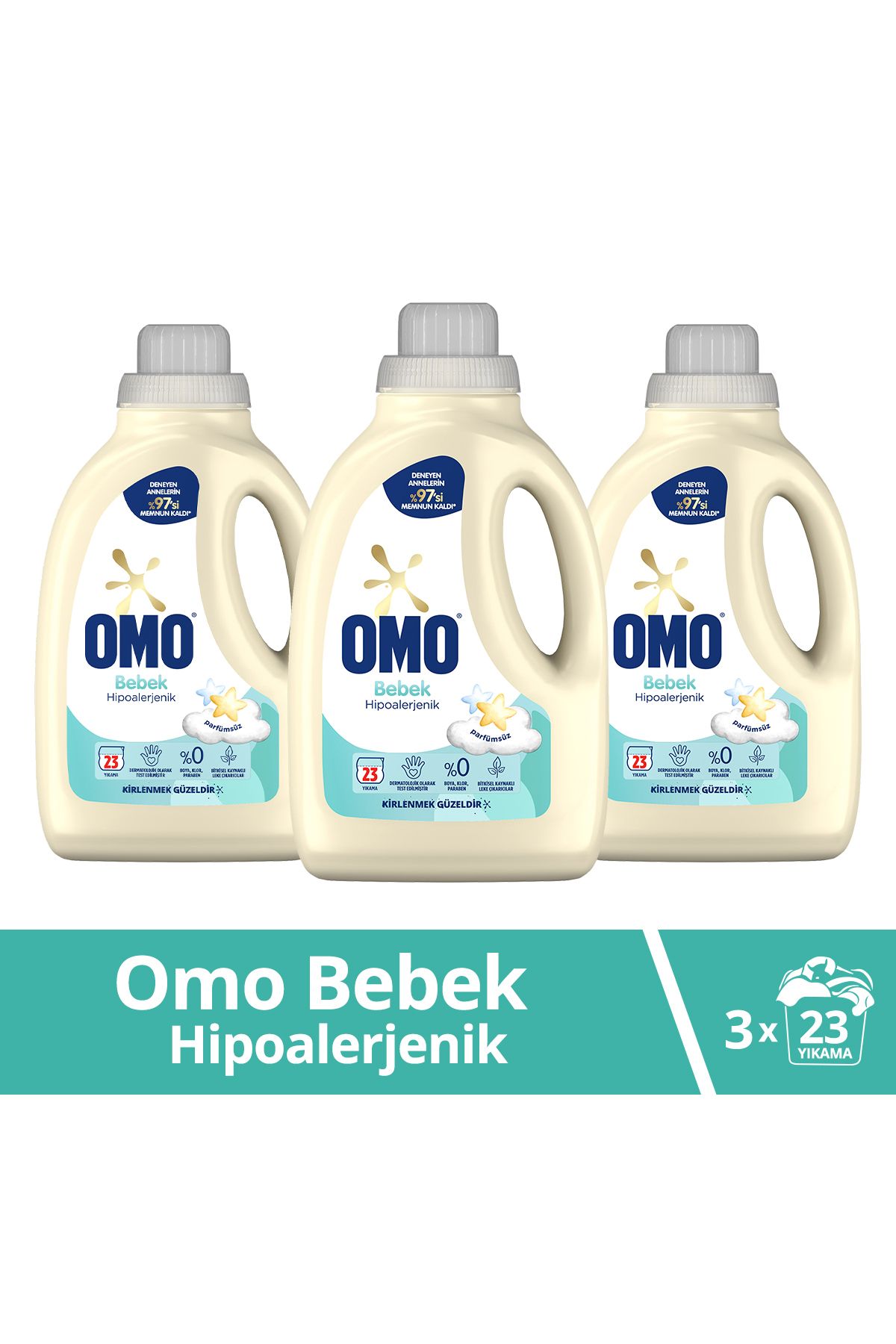 Omo Bebek Hipoalerjenik Sıvı Çamaşır Deterjanı 1495 ml x3