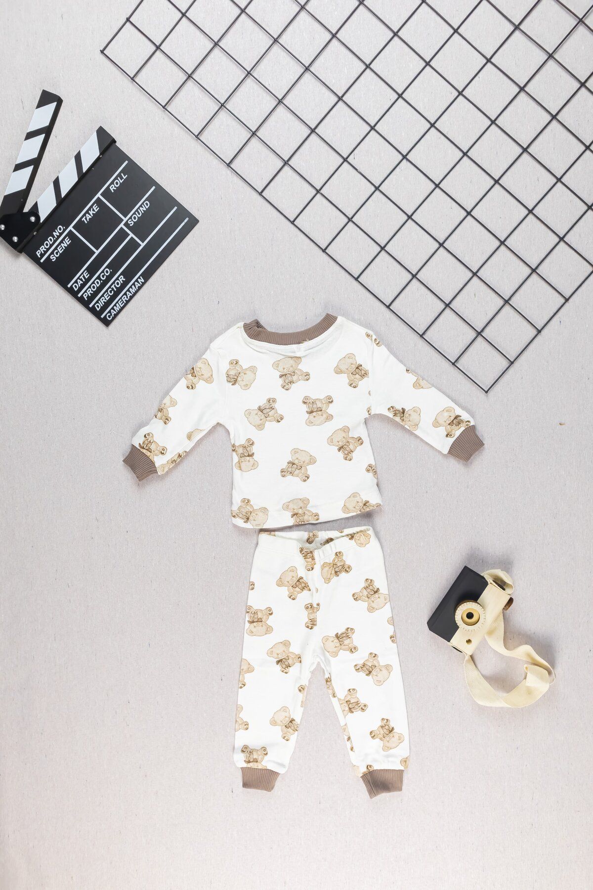 Yalçınoğlu Kids-Cute Baby Pajamas Set with Teddy Bear Pattern - 100% Cotton, Comfortable and Stylish, Sleep Comfortable 2