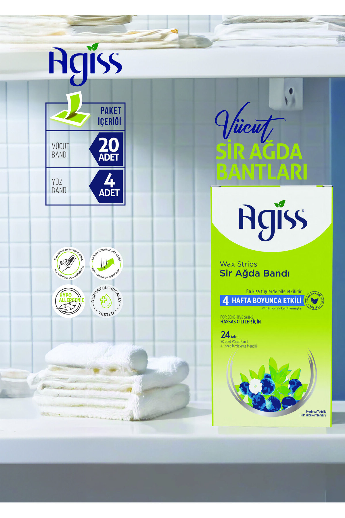 AGISS-24 Pack Sırtek Waxing Strips - 2 Acetates for Sensitive Skin 2