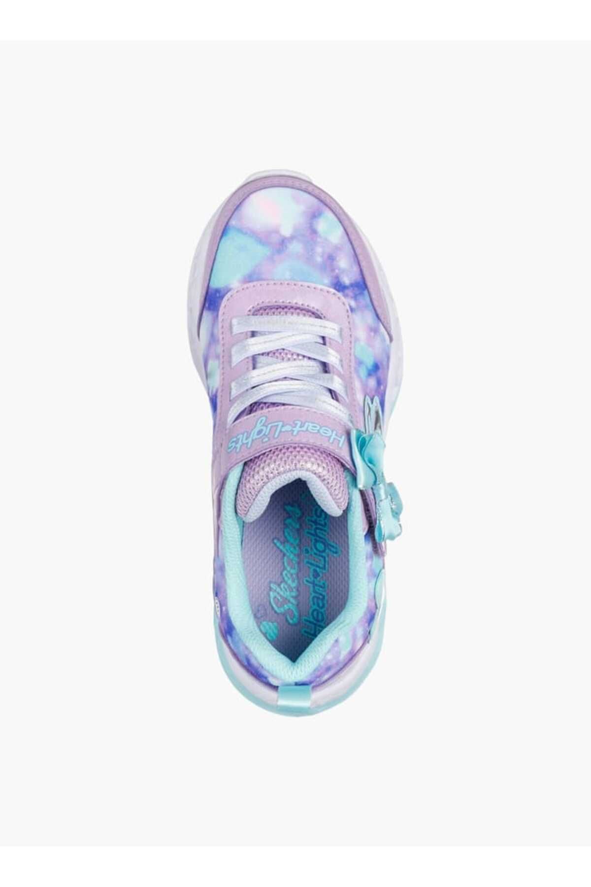 SKECHERS-حذاء رياضي للبنات مزين بشعار مع إغلاق بخطاف وحلقة - FLUTTER HEART LIGHTS 3