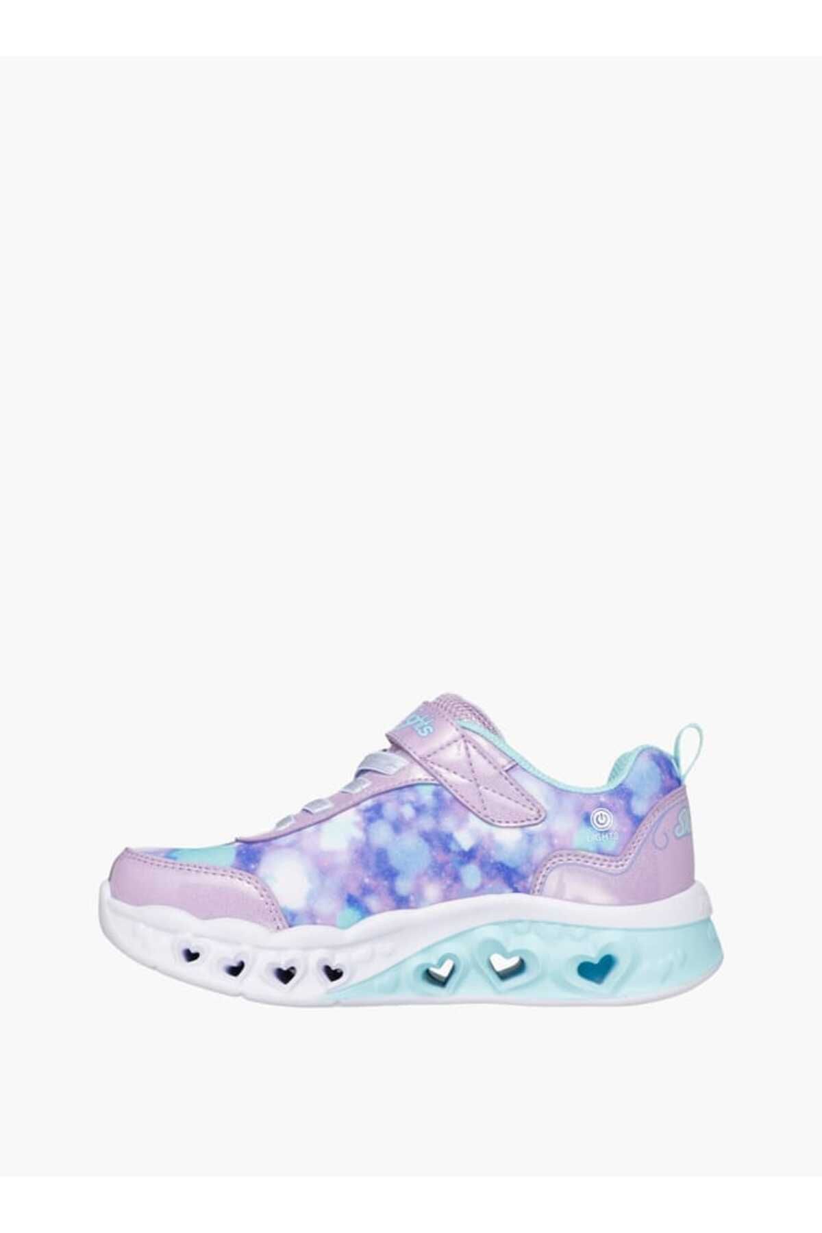 SKECHERS-حذاء رياضي للبنات مزين بشعار مع إغلاق بخطاف وحلقة - FLUTTER HEART LIGHTS 5