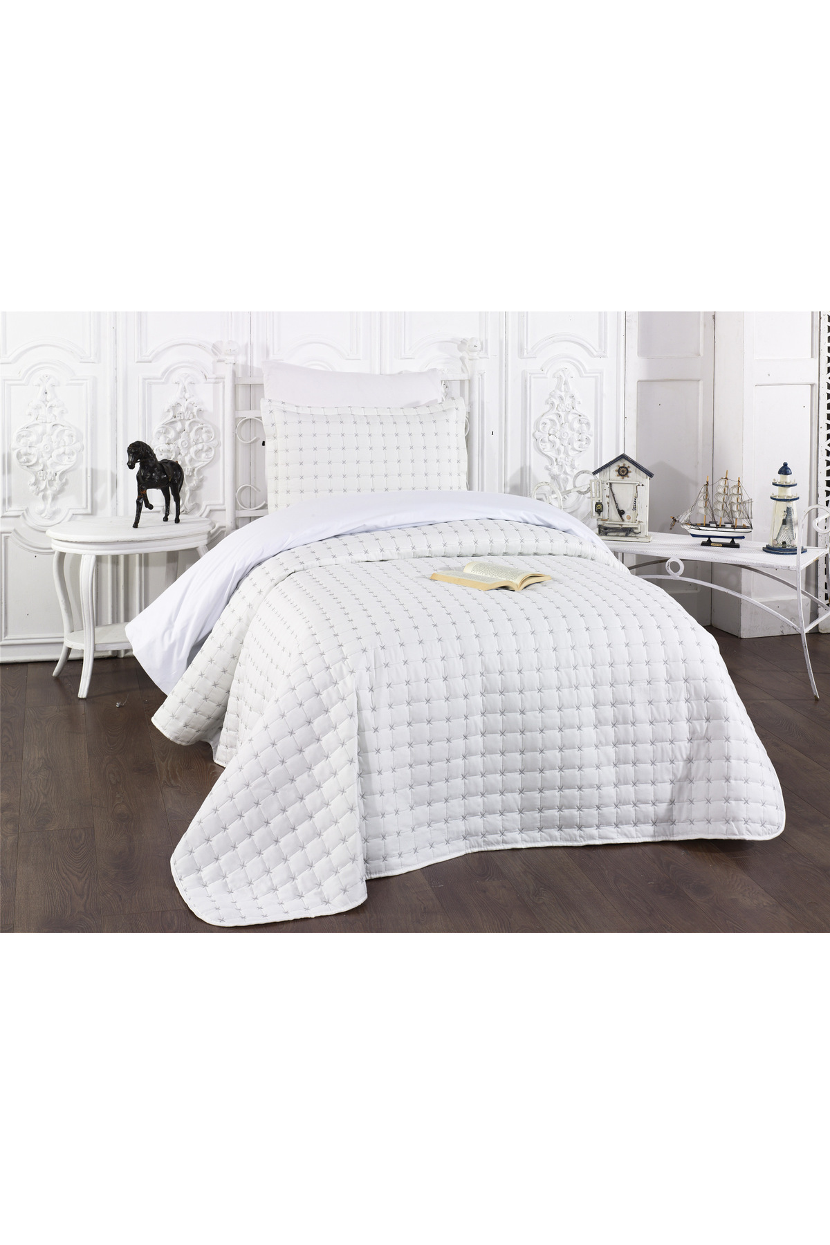 Levanzo-Alden Cream Gray Single Bedspread 3