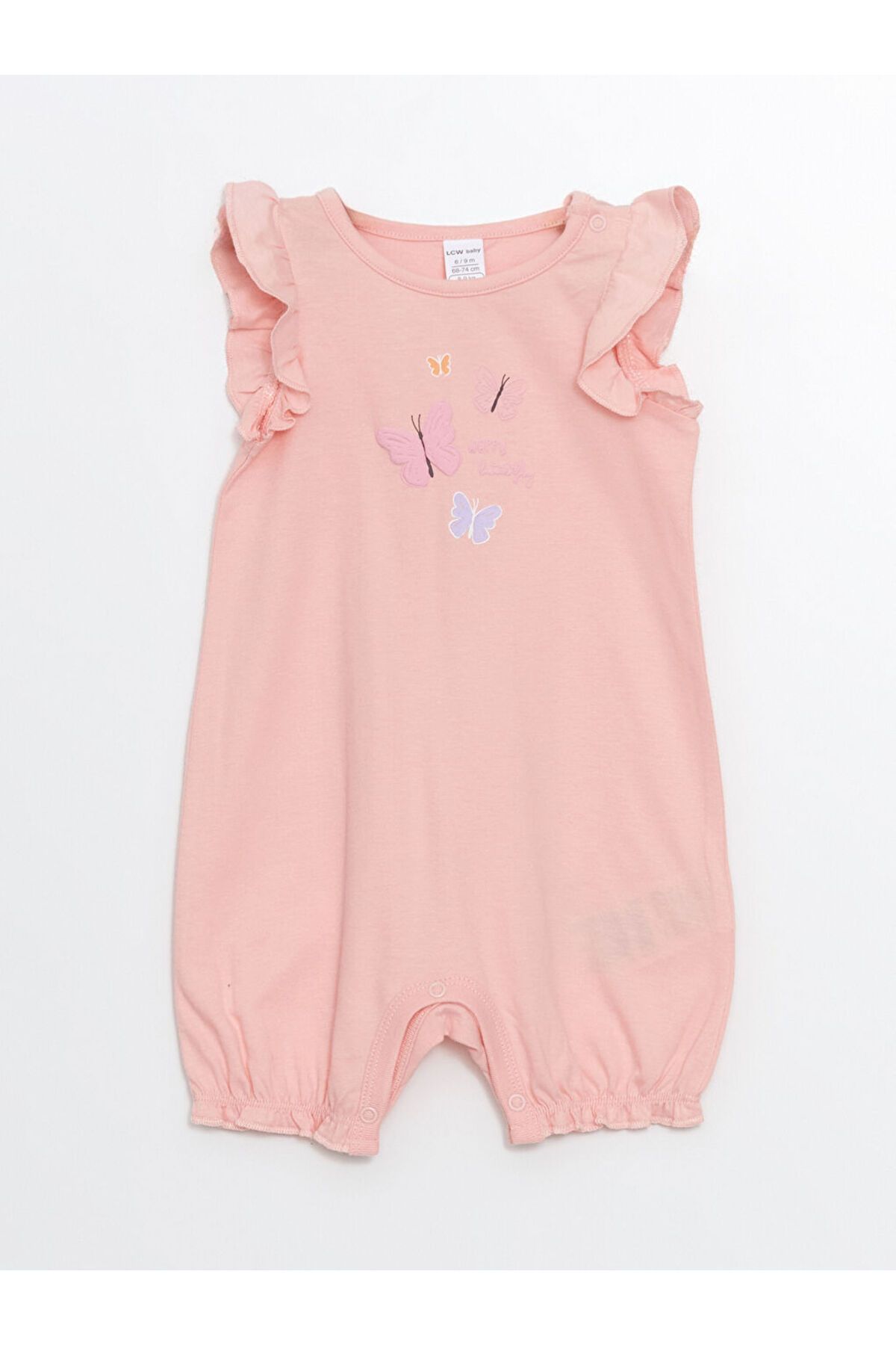 LC Waikiki-Lcw Baby Pink Ruffled Baby Girl Snap Jumpsuit Set of 2 2