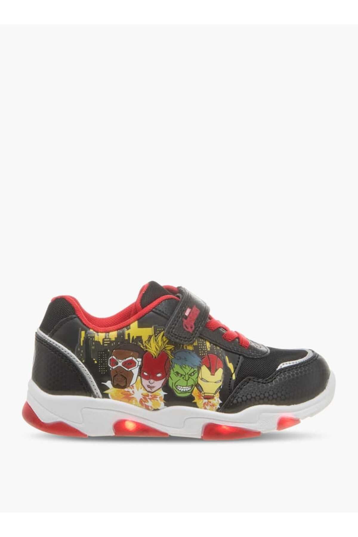 Marvel-Avengers Print Light-Up Sneakers with Hook and Loop Closure 6