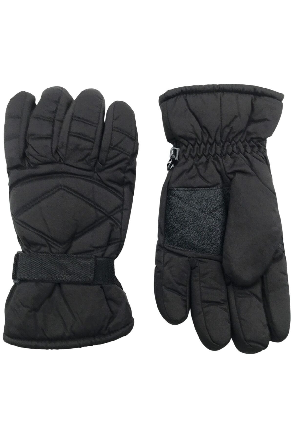 Suyutti Kadın Siyah Cırtlı Su Geçirmez Kar Eldiveni - Tek Ebat | Ayarlanabilir