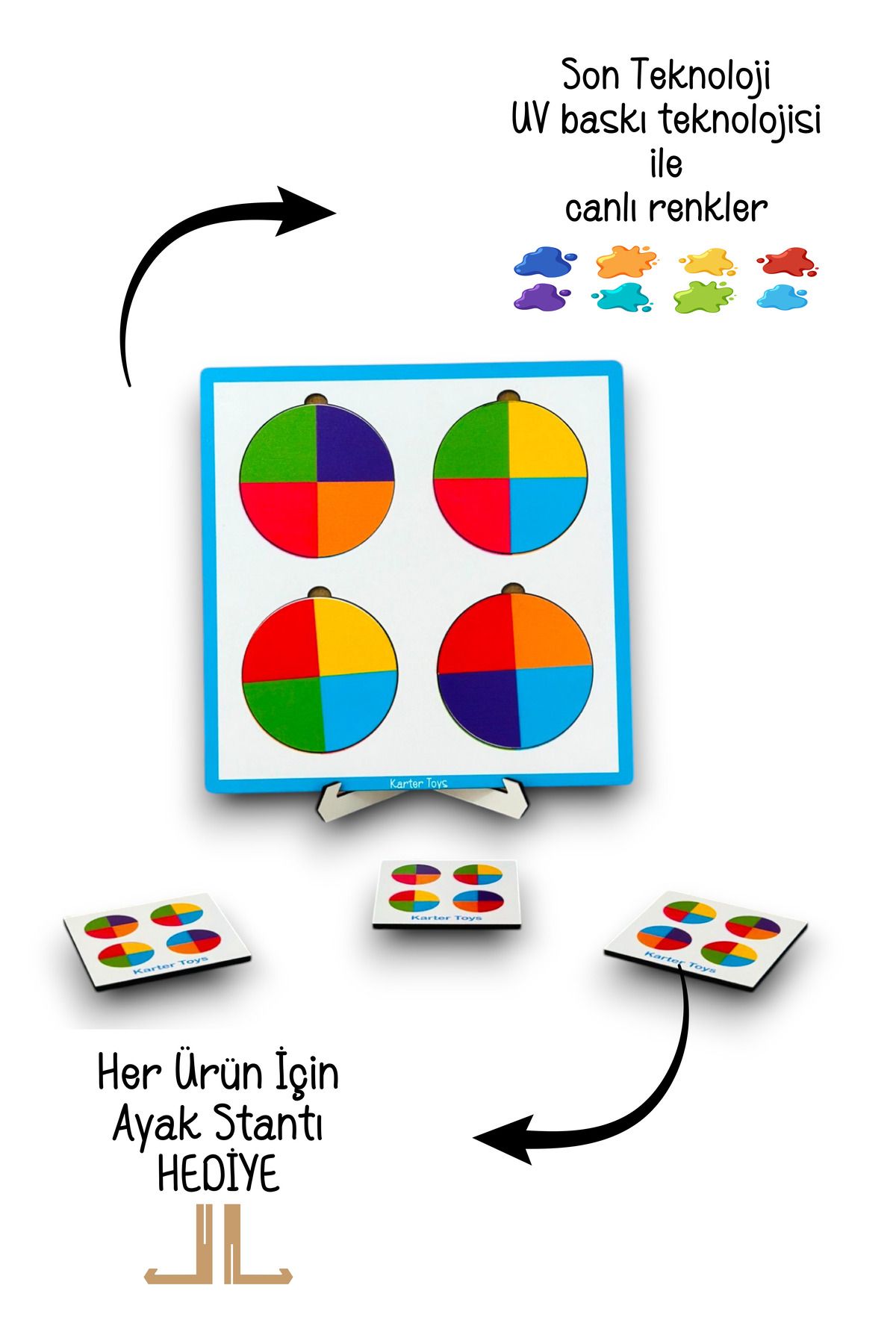 Bellacasa-Wooden Colored Montessori Educational Puzzle - Coding and Puzzle Toy 7