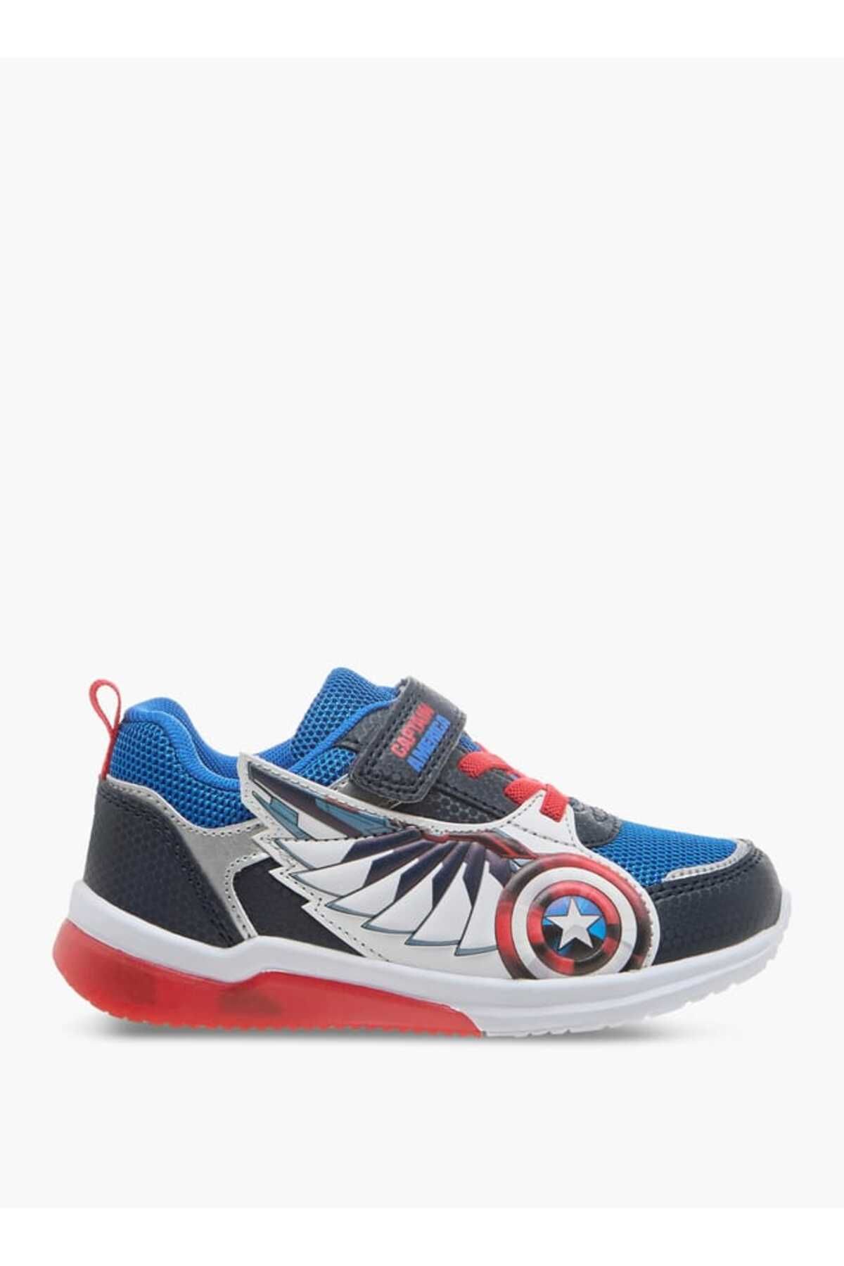Marvel-Captain America Print Light-Up Sneakers with Hook and Loop Closure 3