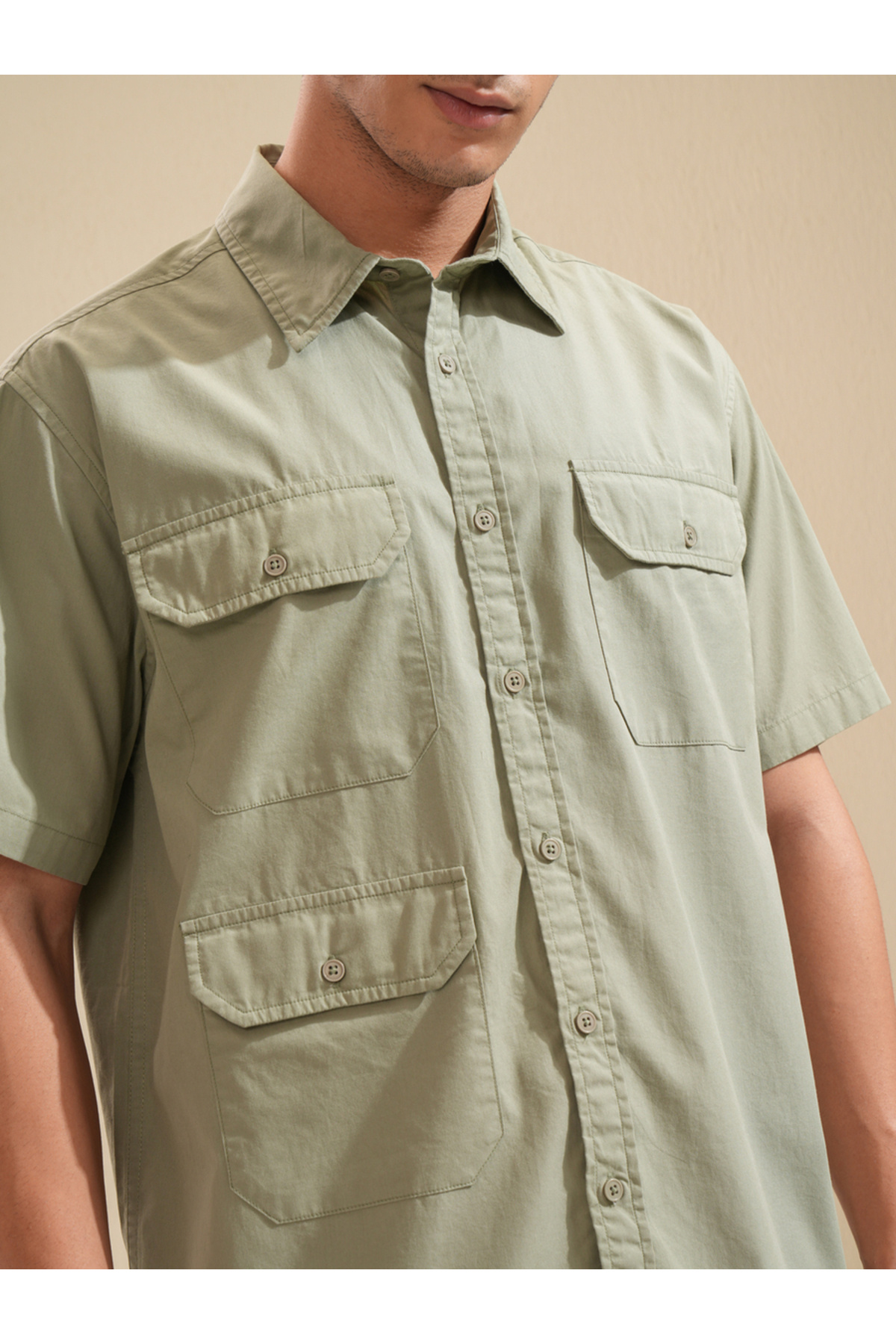 Highlander By Styli-Regular Fit Collared Shirt with Pockets 5