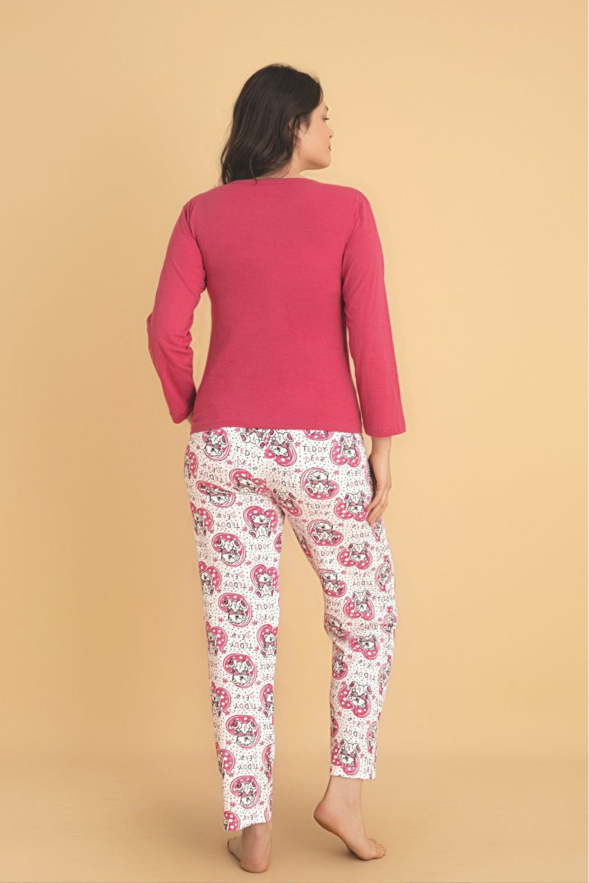 Farya Home-Dreamy Cotton Patterned Long Sleeve Women's Pajamas Set 3