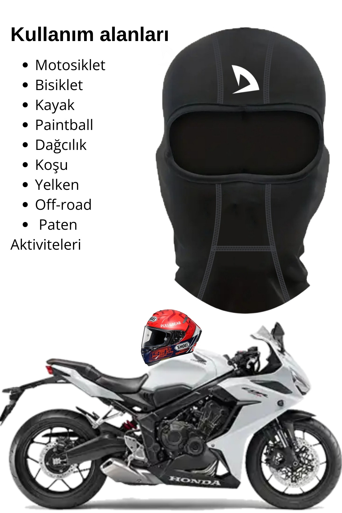 DOMİN SPOR Motosiklet Balaklava Nefes Alan Motorcu Termal Maske Çok Amaçlı Sporcu Maskesi