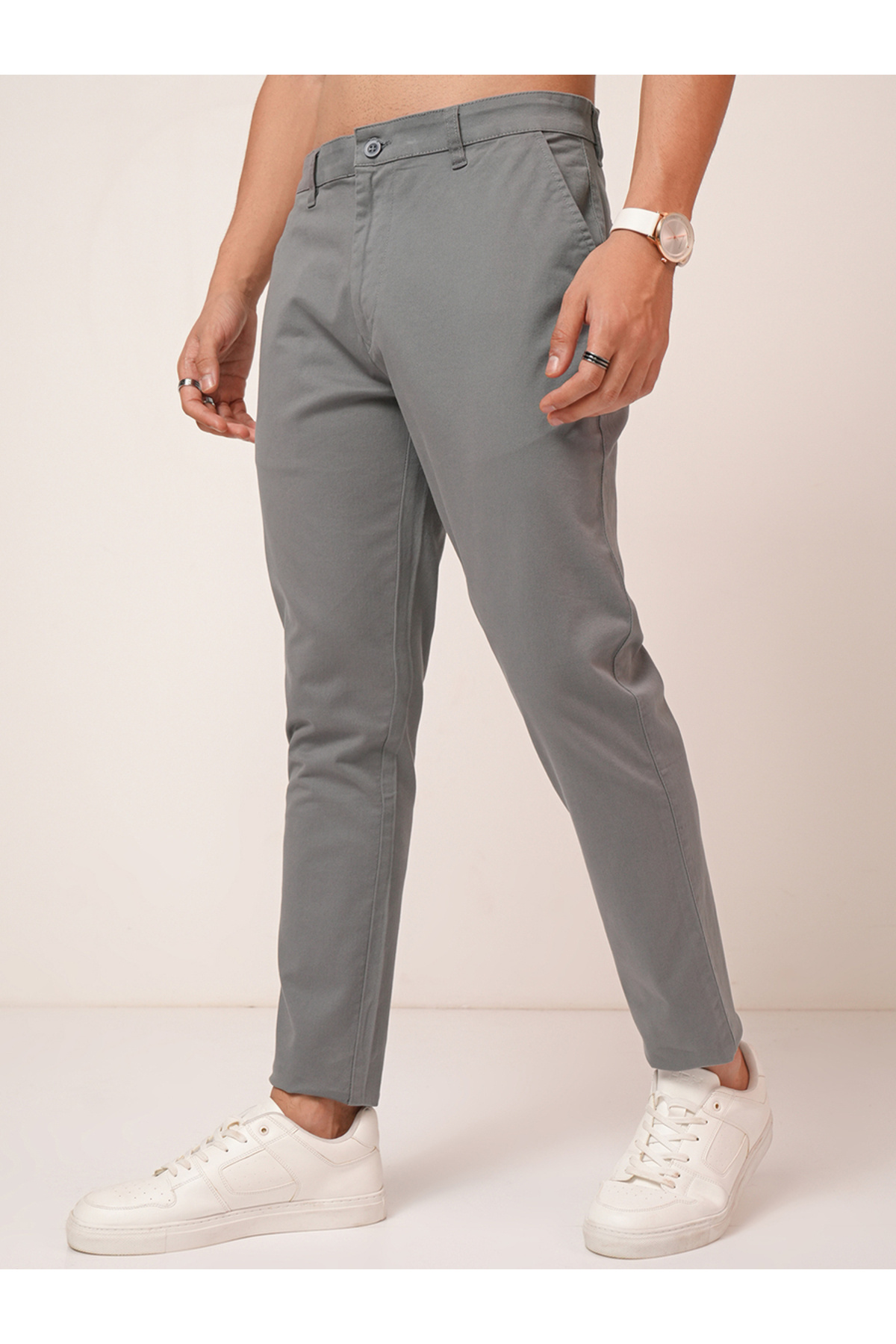 Highlander By Styli-Mid Rise Regular Fit Chino Trousers 4